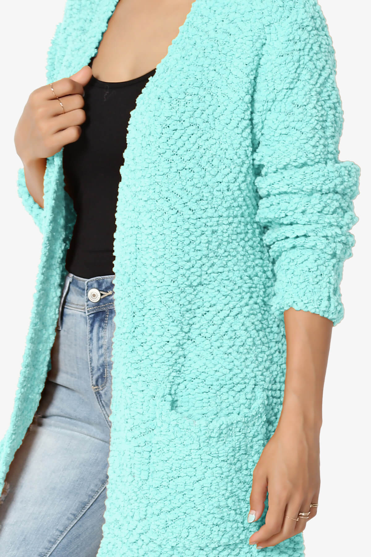 Barry Soft Popcorn Knit Sweater Cardigan BLUE MINT_5