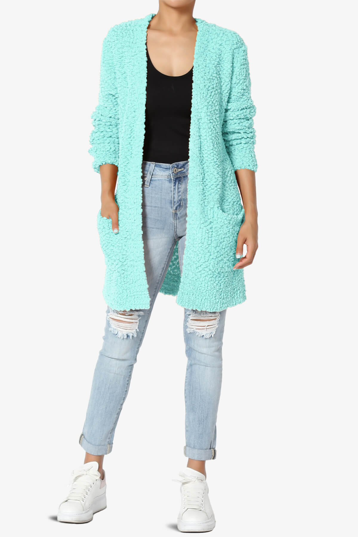Barry Soft Popcorn Knit Sweater Cardigan BLUE MINT_6