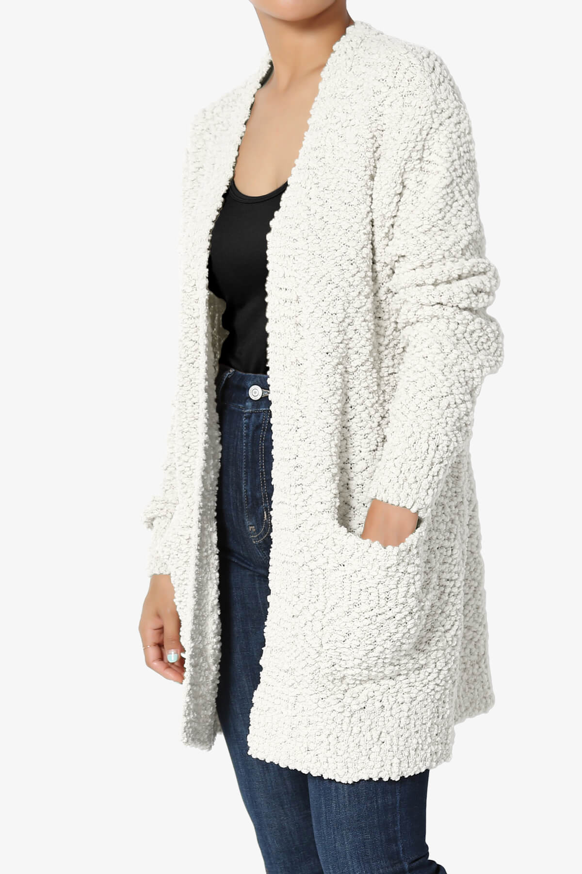 Barry Soft Popcorn Knit Sweater Cardigan BONE_3