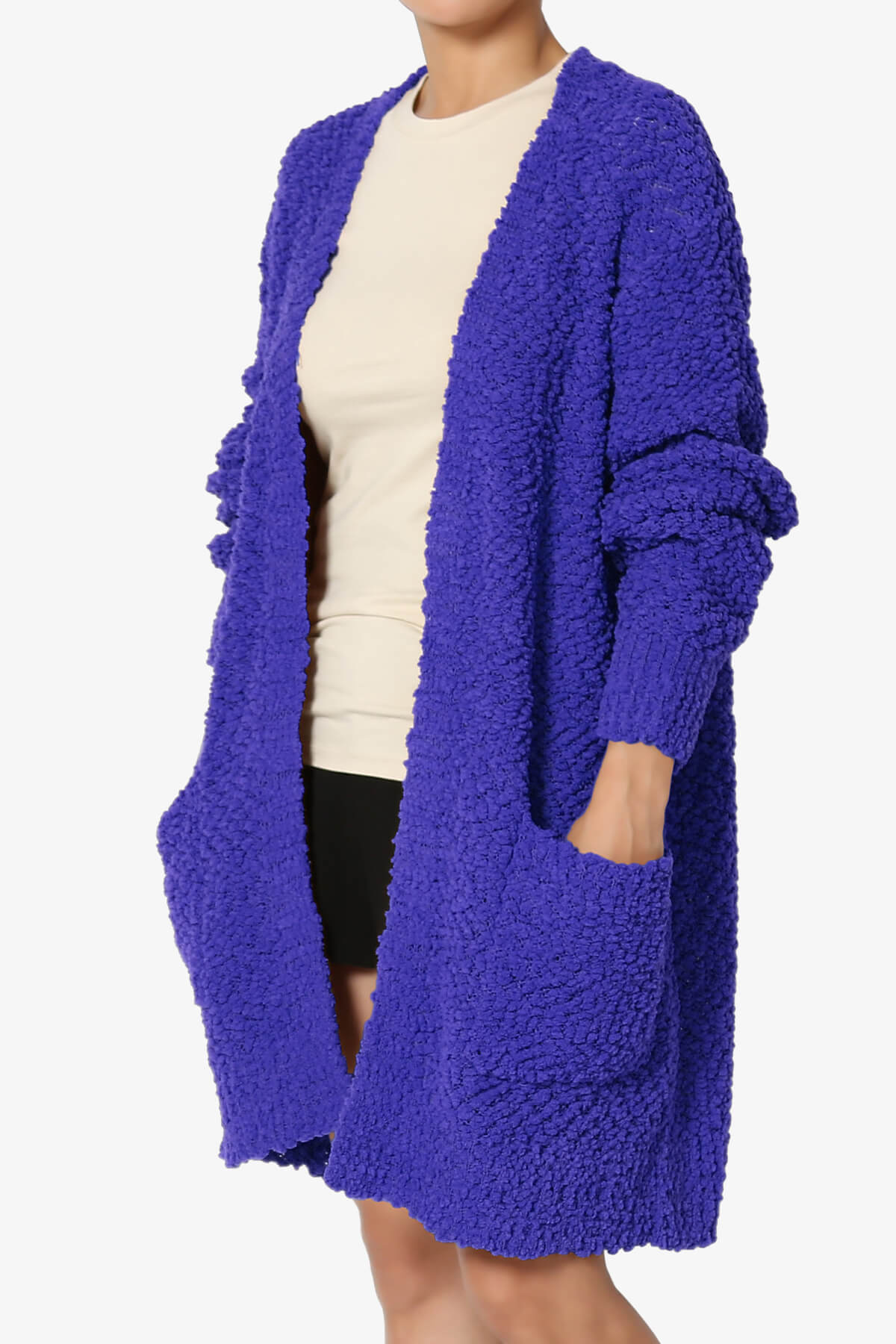 Barry Soft Popcorn Knit Sweater Cardigan BRIGHT BLUE_3