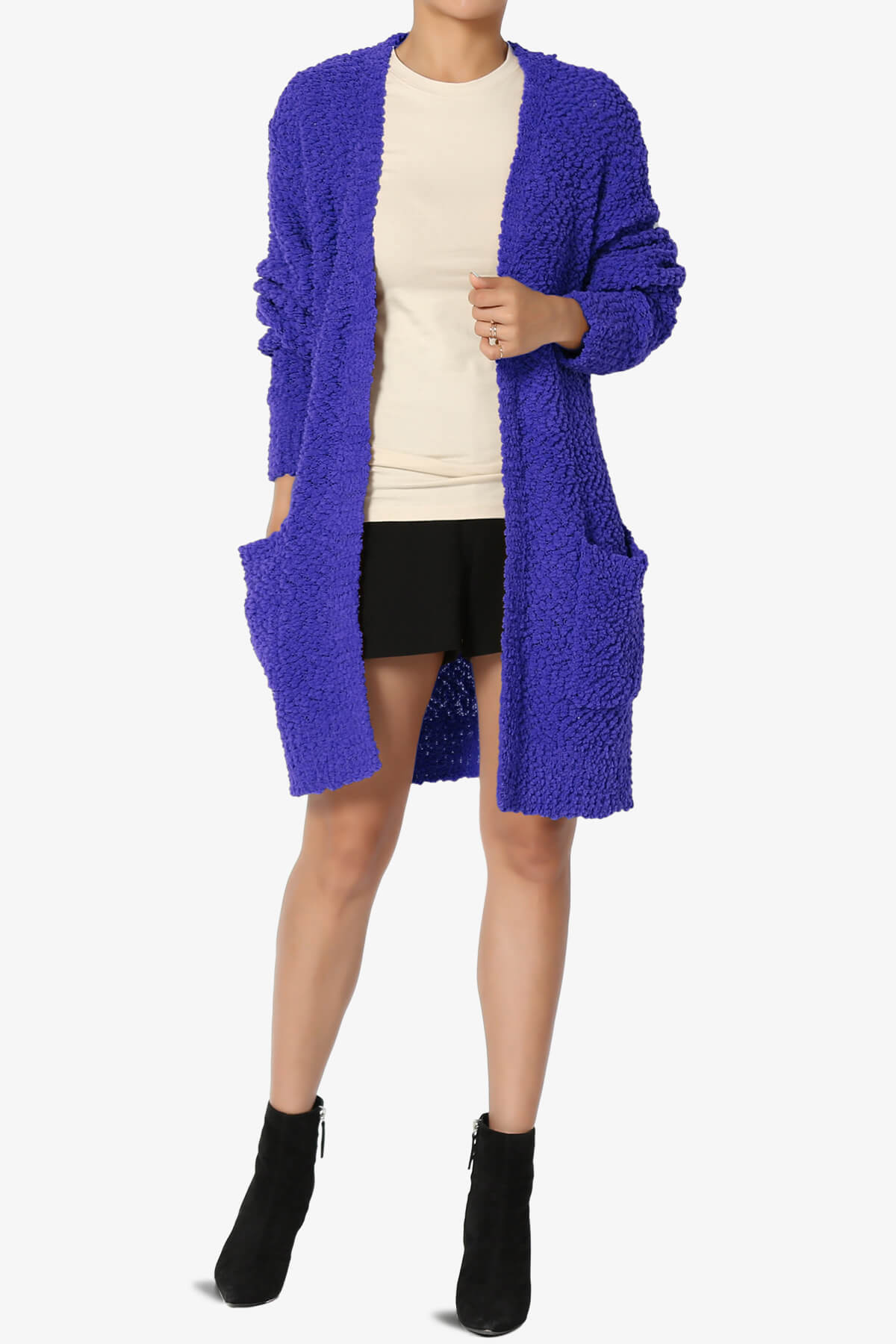 Barry Soft Popcorn Knit Sweater Cardigan BRIGHT BLUE_6