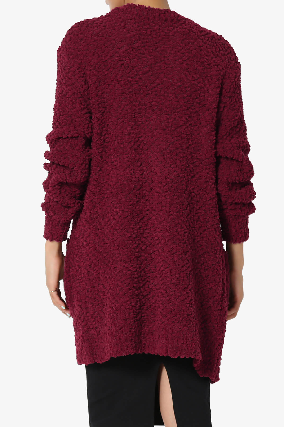 Barry Soft Popcorn Knit Sweater Cardigan BURGUNDY_2