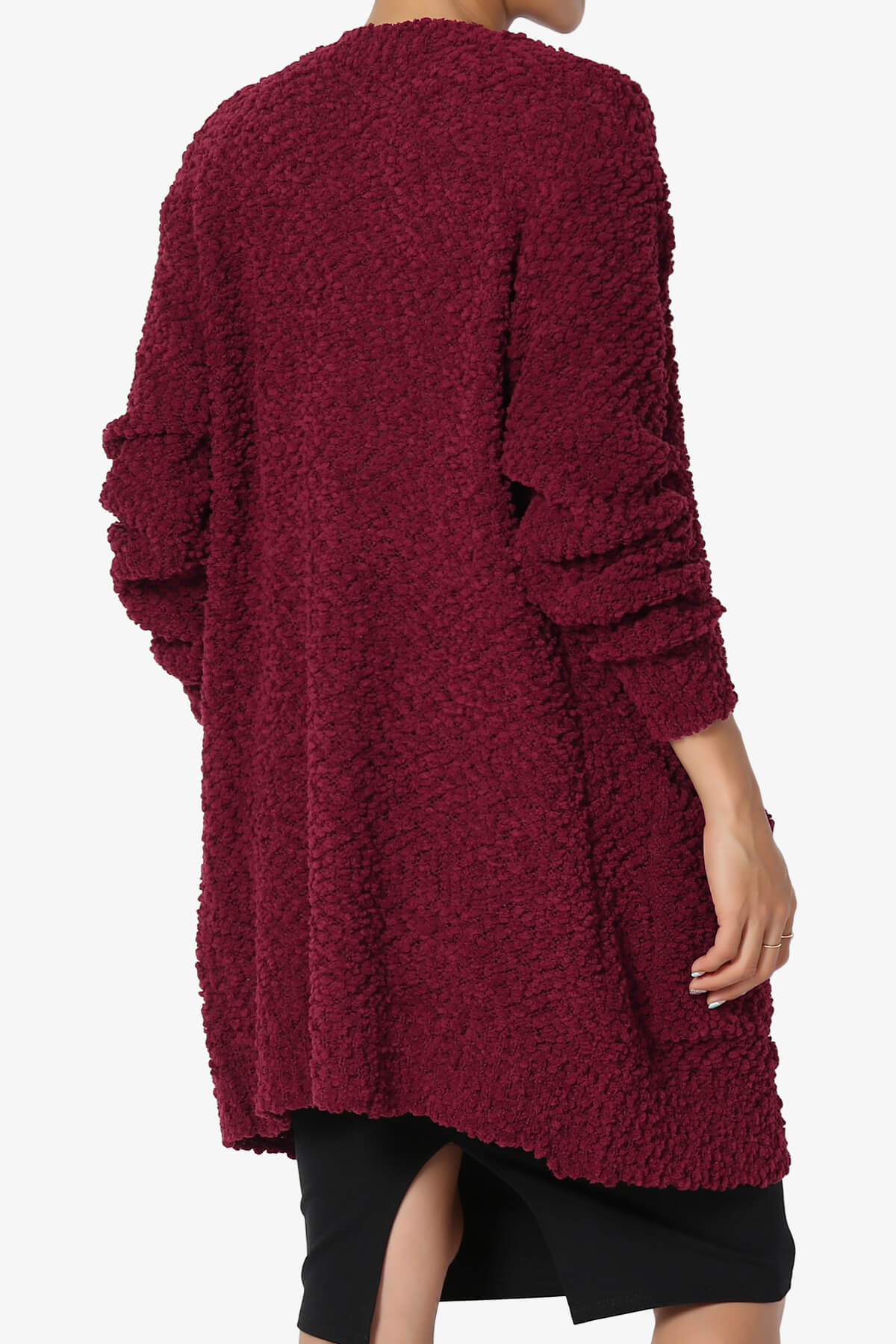 Barry Soft Popcorn Knit Sweater Cardigan BURGUNDY_4