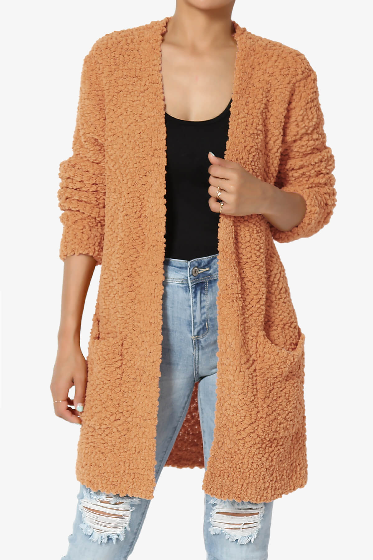 Barry Soft Popcorn Knit Sweater Cardigan BUTTER ORANGE_1