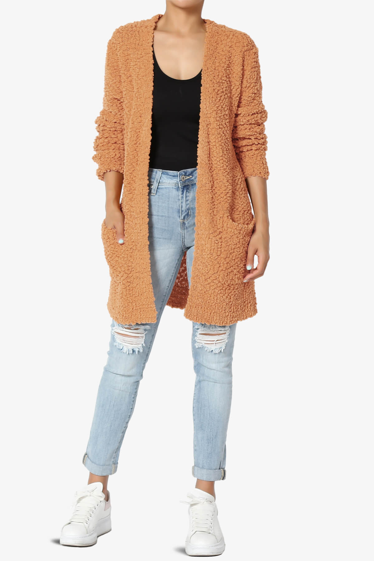 Barry Soft Popcorn Knit Sweater Cardigan BUTTER ORANGE_6