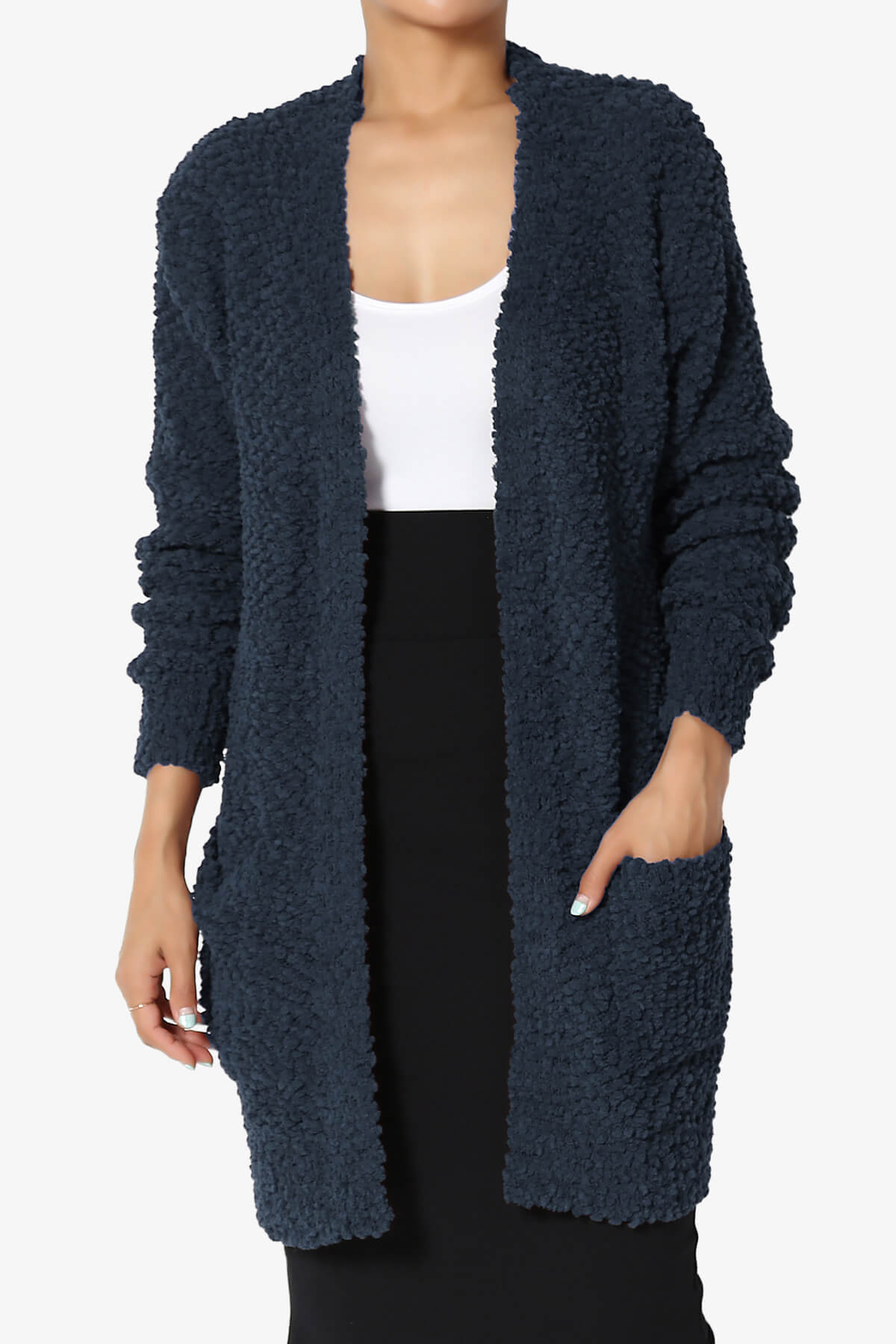 Barry Soft Popcorn Knit Sweater Cardigan DARK NAVY_1
