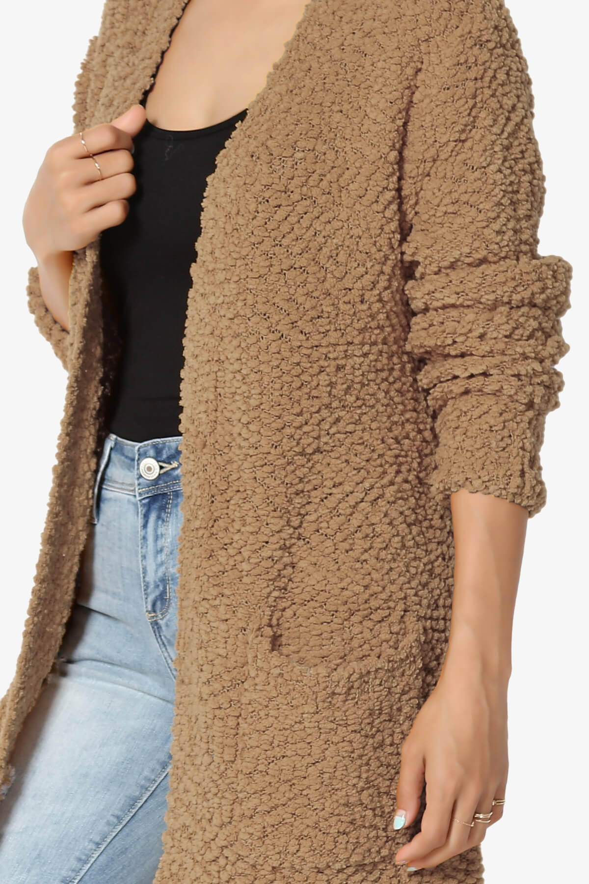 Barry Soft Popcorn Knit Sweater Cardigan DEEP CAMEL_5