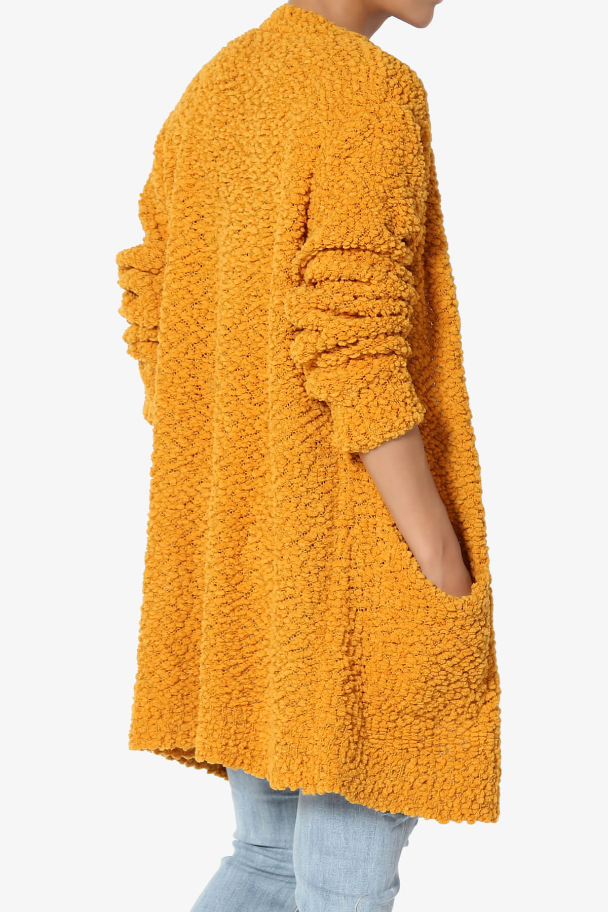 Barry Soft Popcorn Knit Sweater Cardigan GOLDEN MUSTARD_4