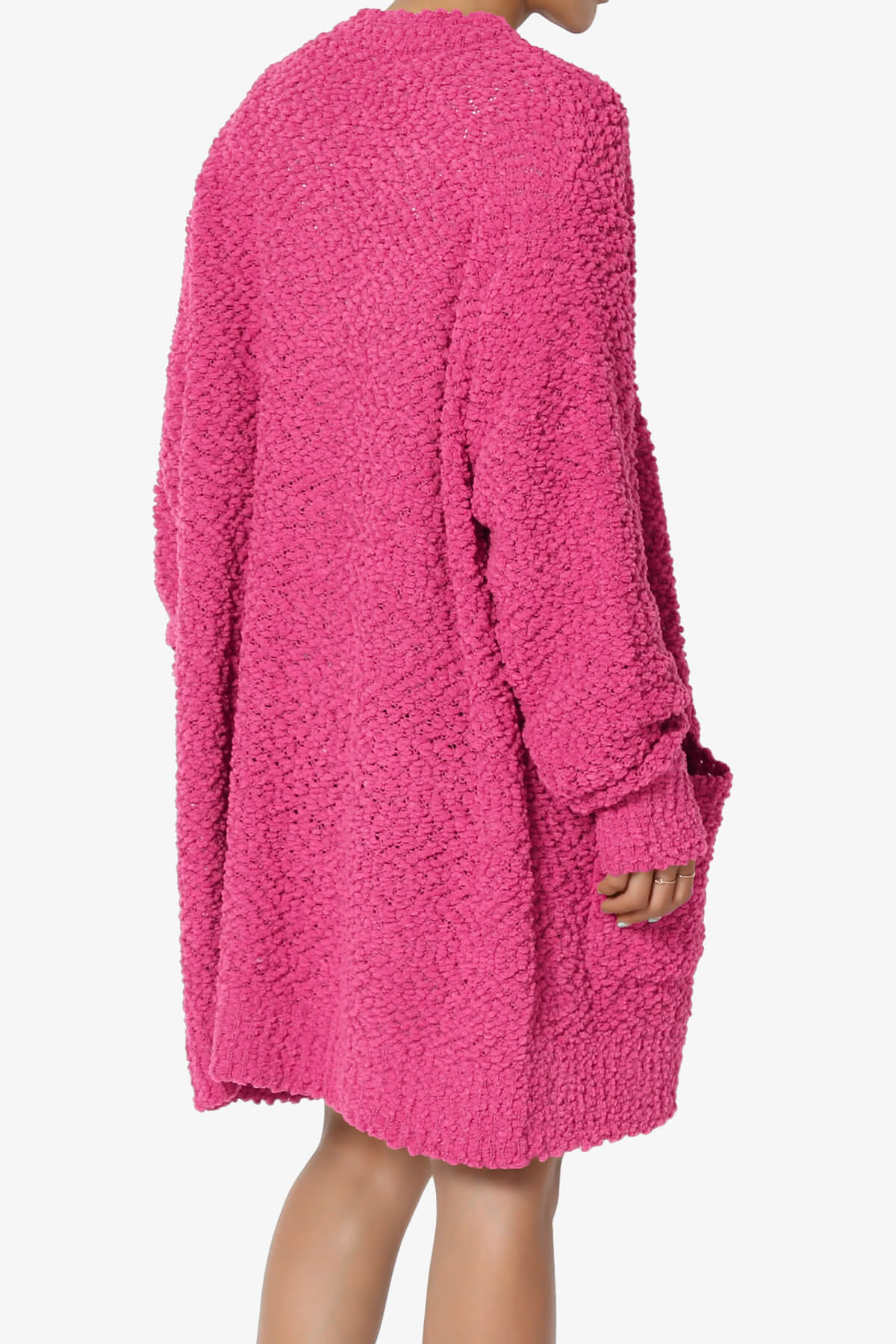 Barry Soft Popcorn Knit Sweater Cardigan HOT PINK_4
