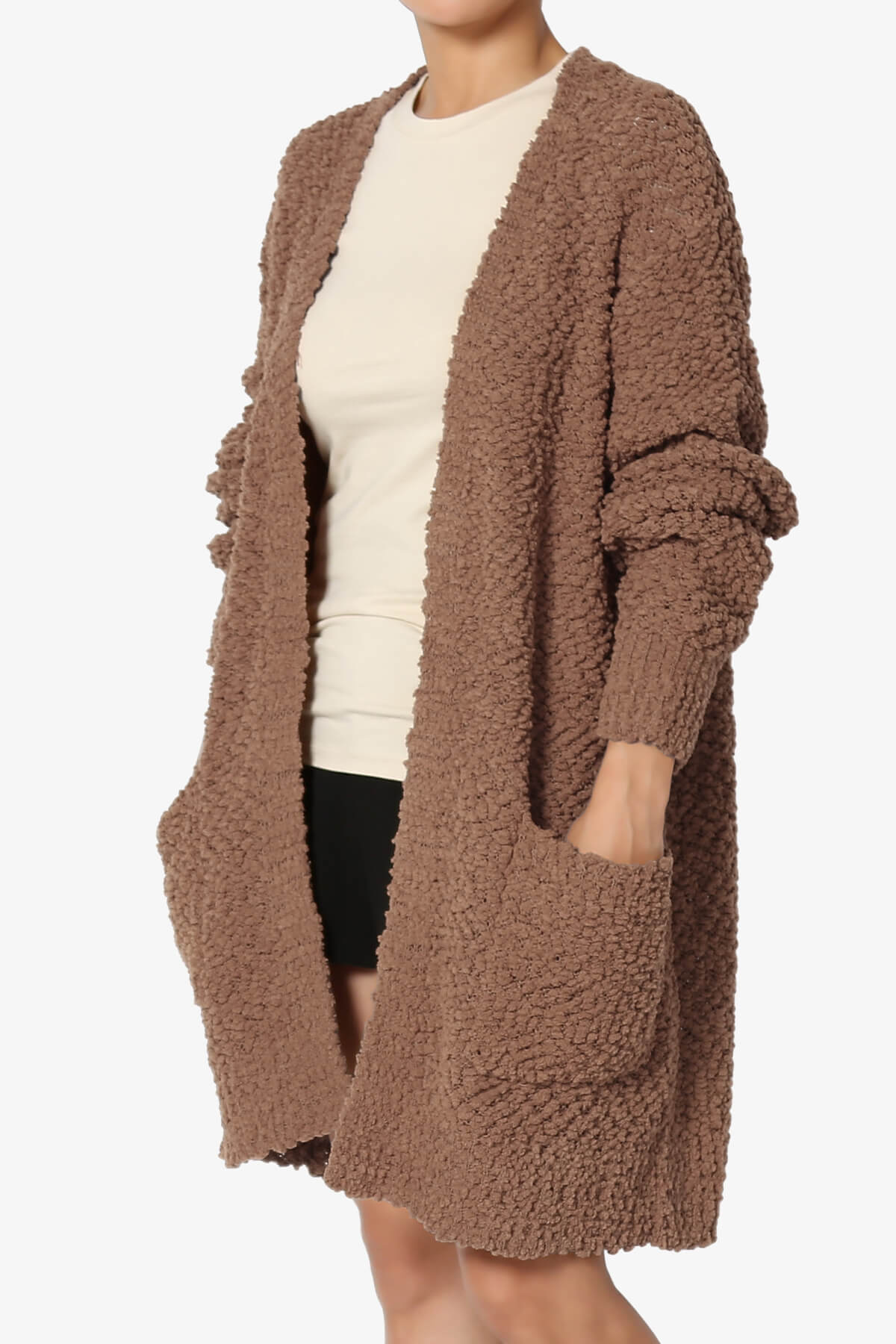 Barry Soft Popcorn Knit Sweater Cardigan LIGHT BROWN_3