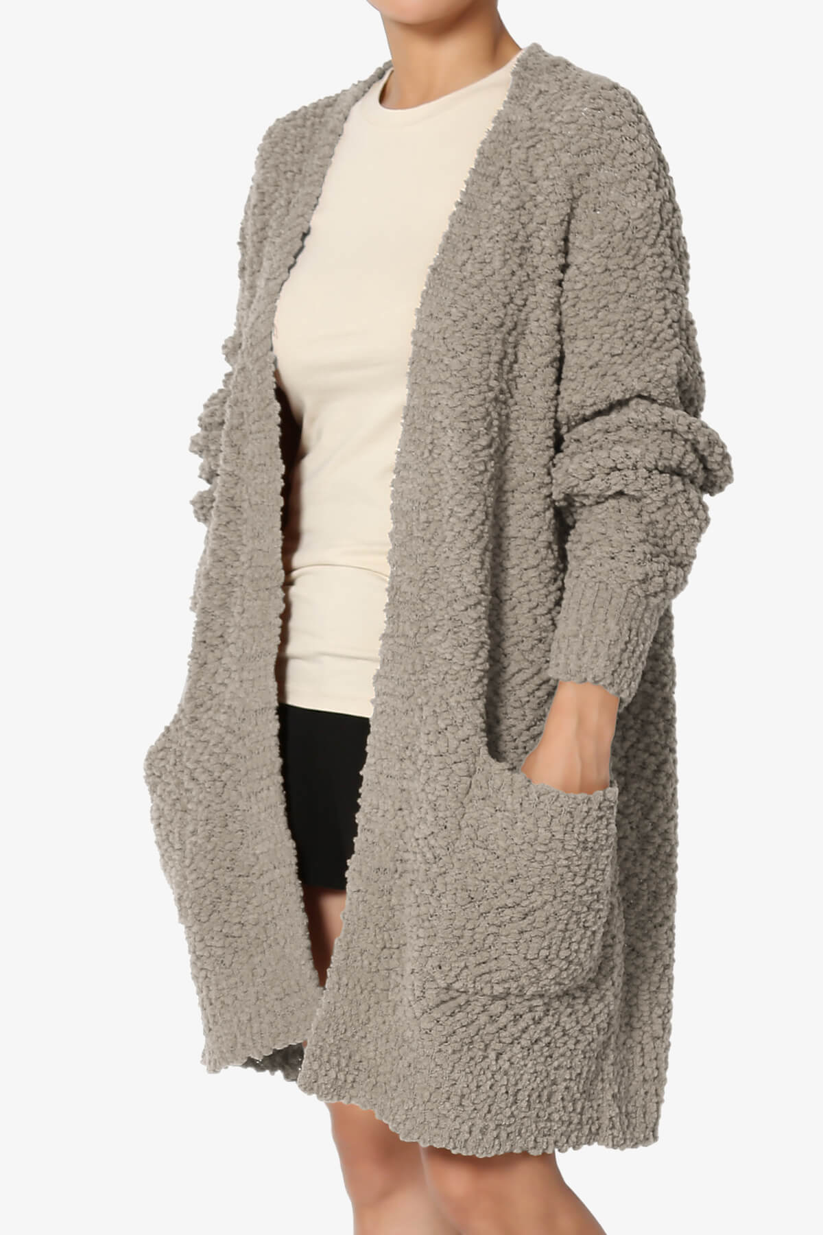 Barry Soft Popcorn Knit Sweater Cardigan LIGHT MOCHA_3