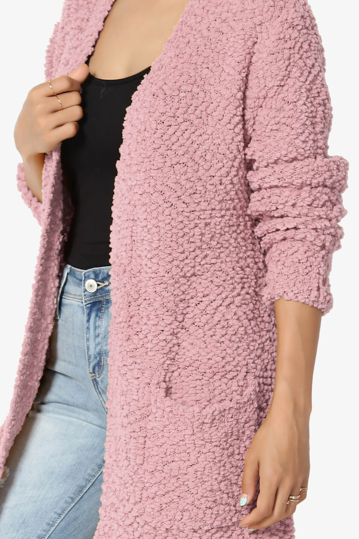 Barry Soft Popcorn Knit Sweater Cardigan LIGHT ROSE_5