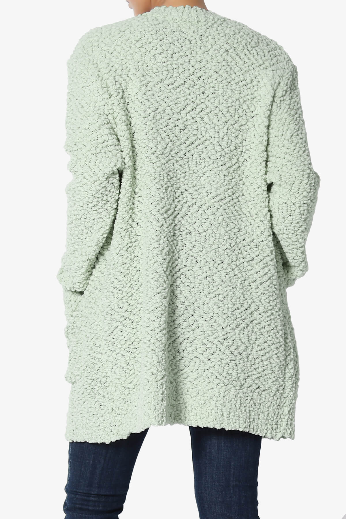 Barry Soft Popcorn Knit Sweater Cardigan LIGHT SAGE_2