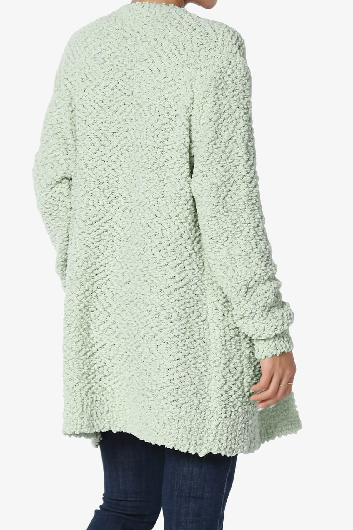 Barry Soft Popcorn Knit Sweater Cardigan LIGHT SAGE_4