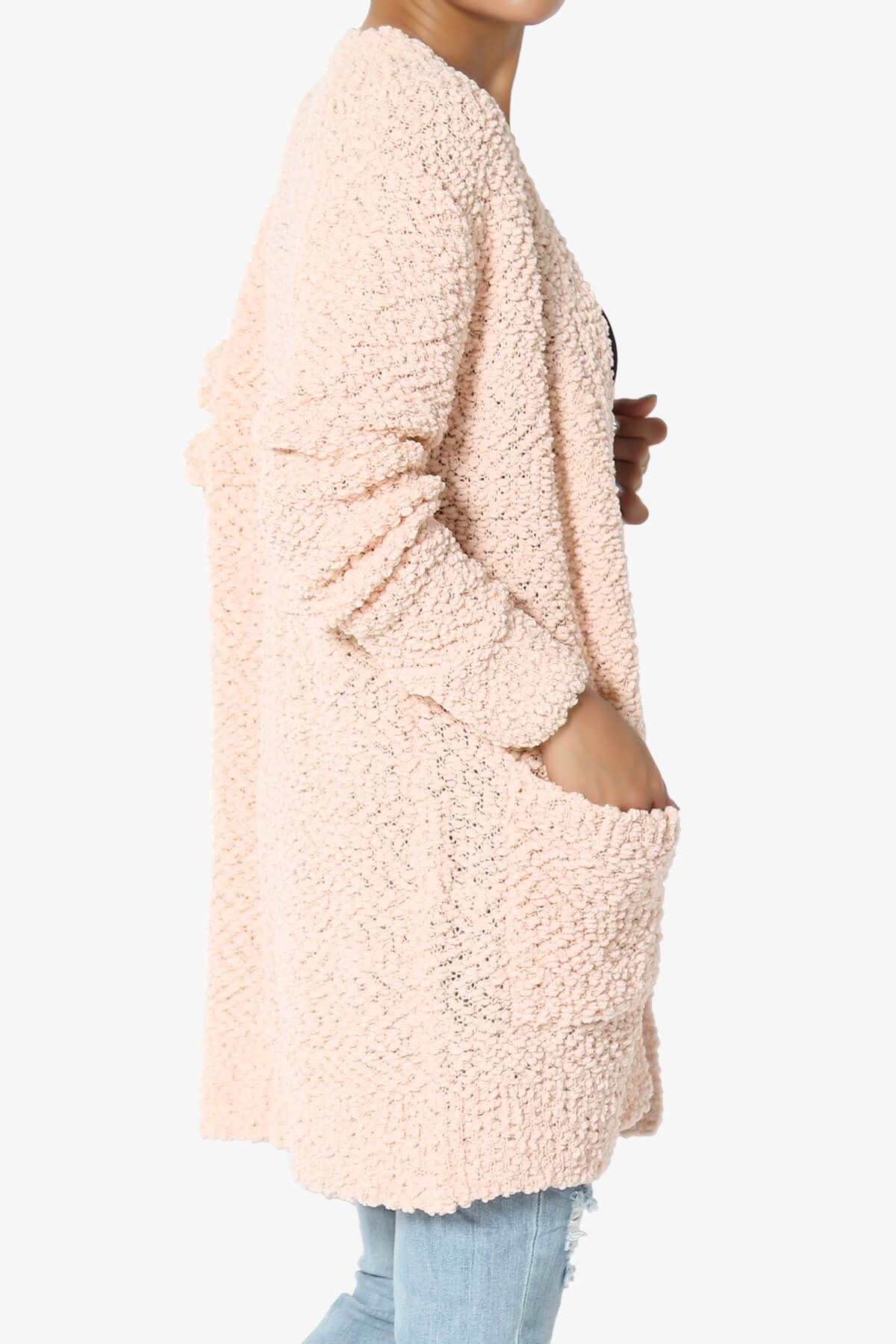 Barry Soft Popcorn Knit Sweater Cardigan LT PEACH_4