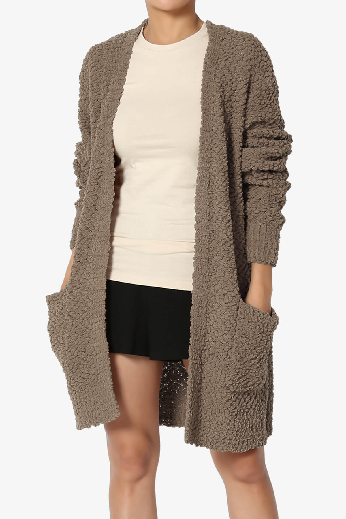 Barry Soft Popcorn Knit Sweater Cardigan MOCHA_1