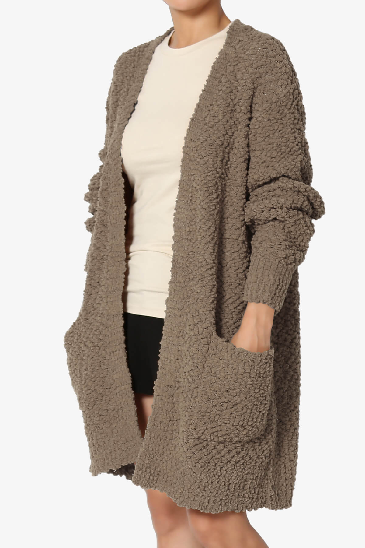 Barry Soft Popcorn Knit Sweater Cardigan MOCHA_3