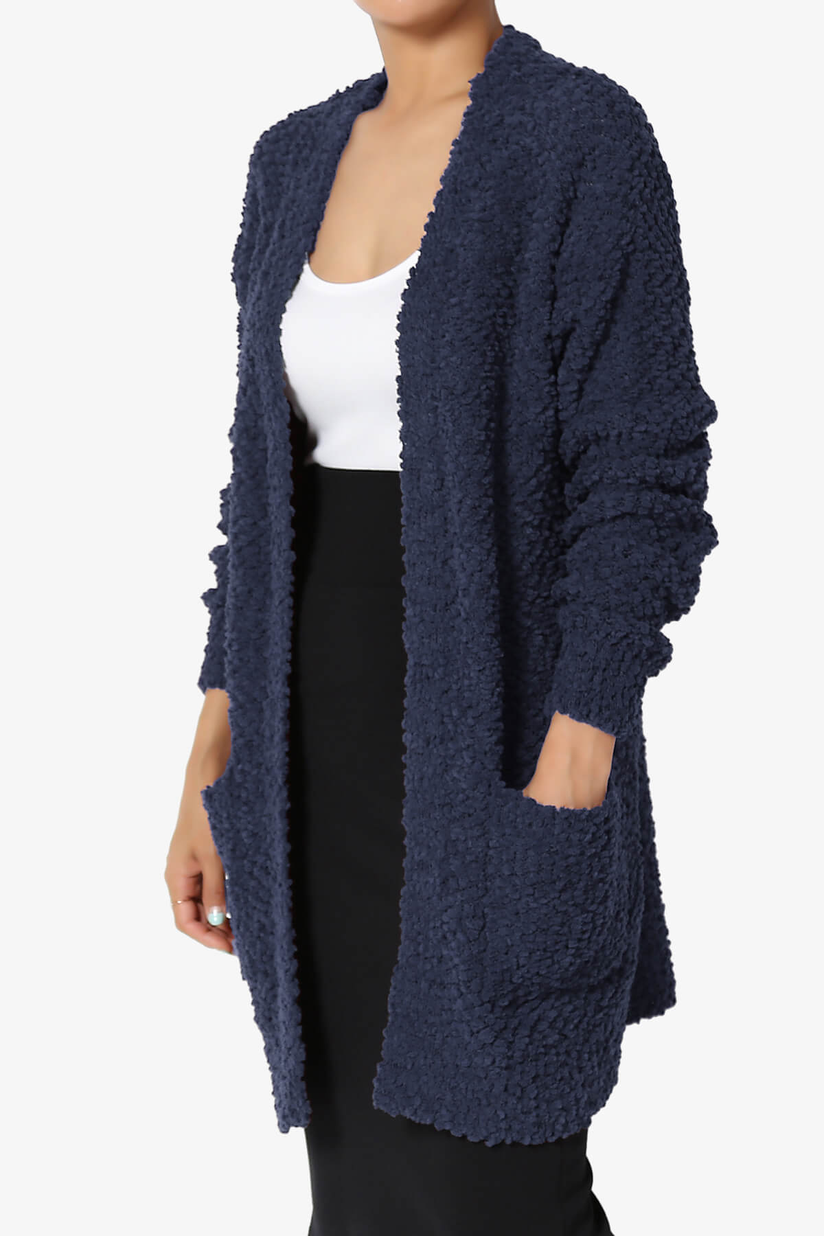 Barry Soft Popcorn Knit Sweater Cardigan NAVY_3