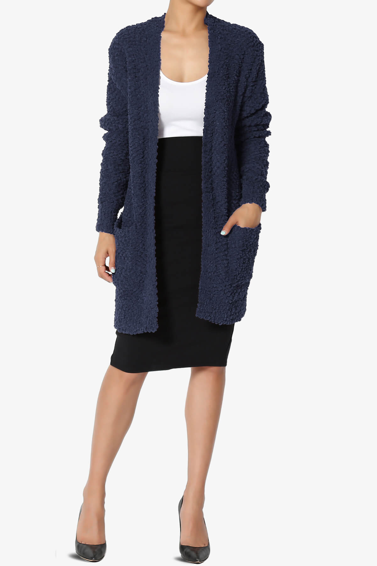 Barry Soft Popcorn Knit Sweater Cardigan NAVY_6