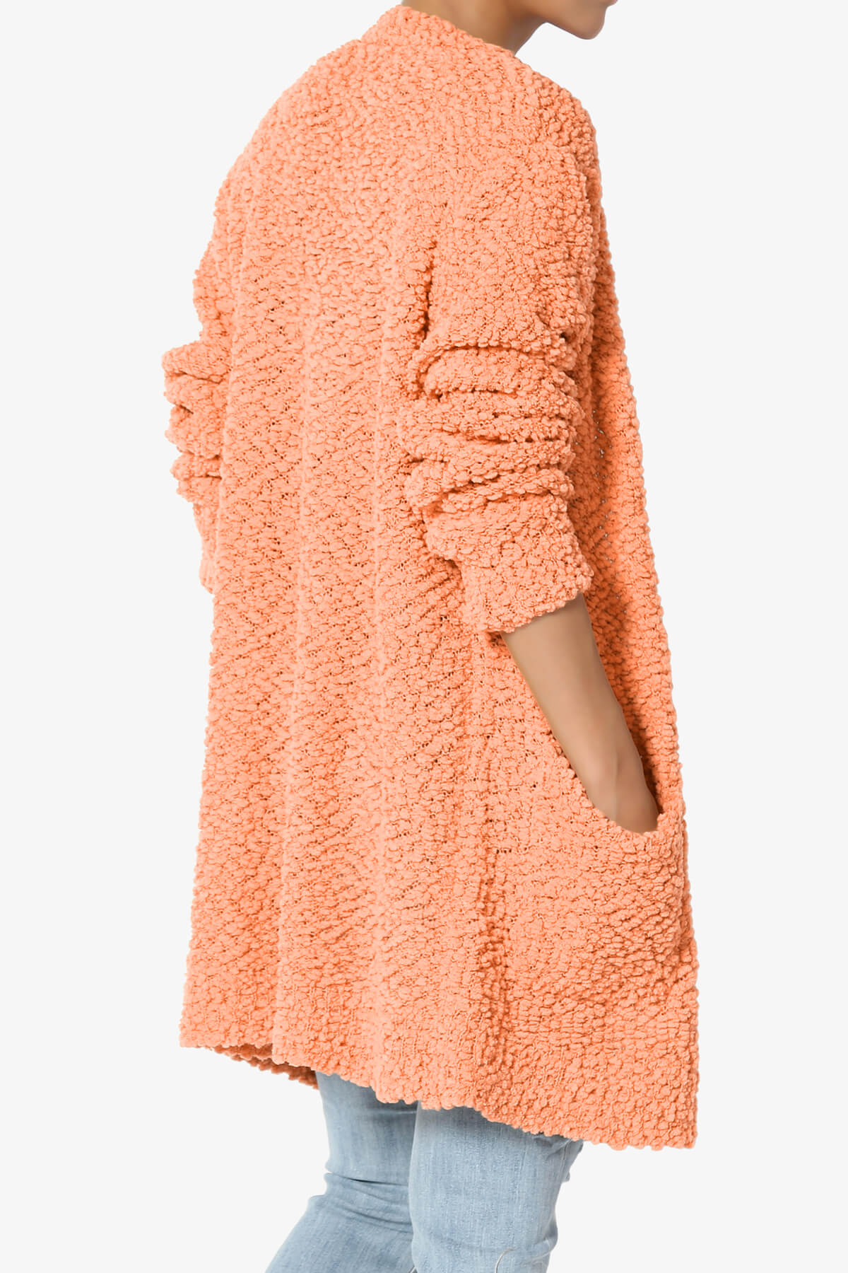 Barry Soft Popcorn Knit Sweater Cardigan PEACH_4