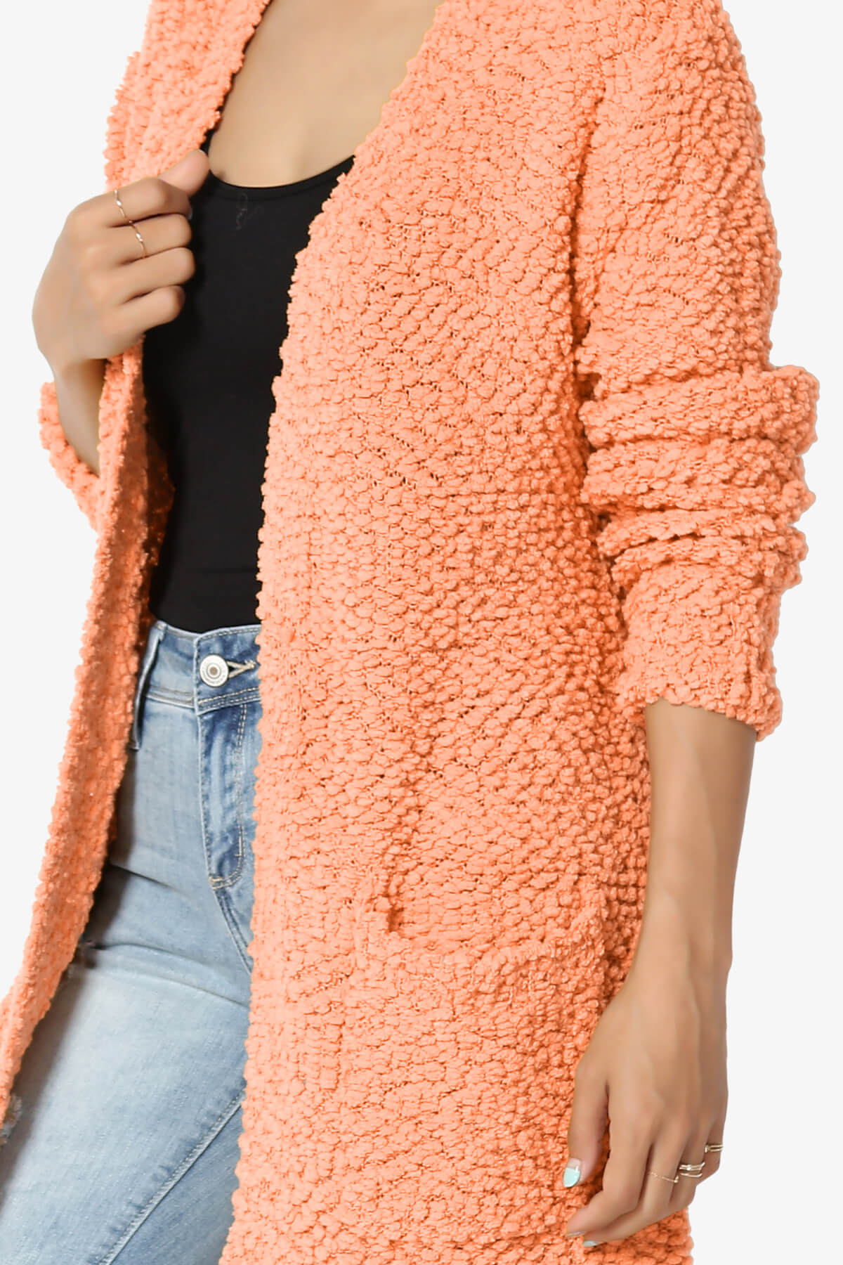 Barry Soft Popcorn Knit Sweater Cardigan PEACH_5