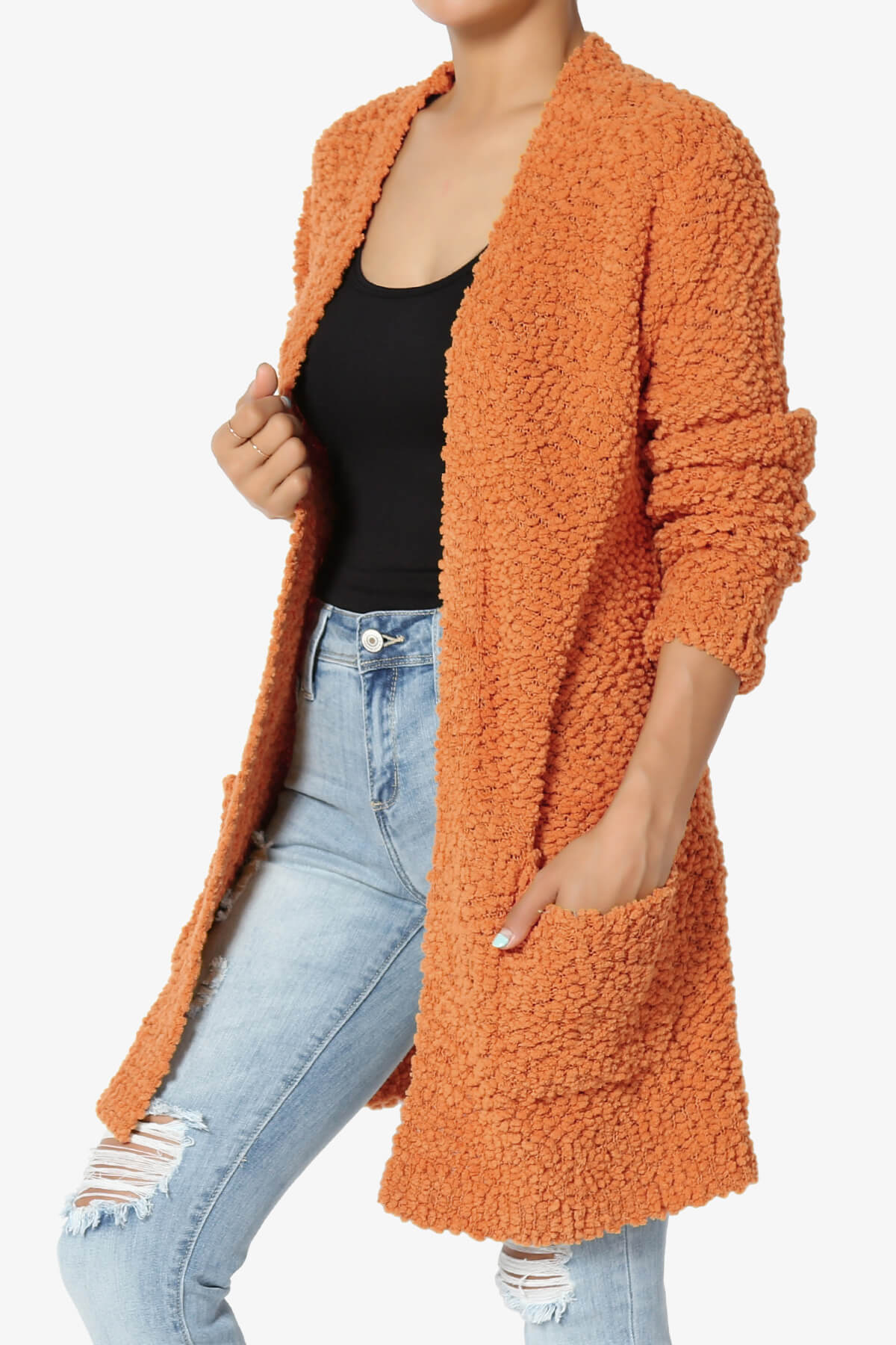 Barry Soft Popcorn Knit Sweater Cardigan PERSIMMON_3