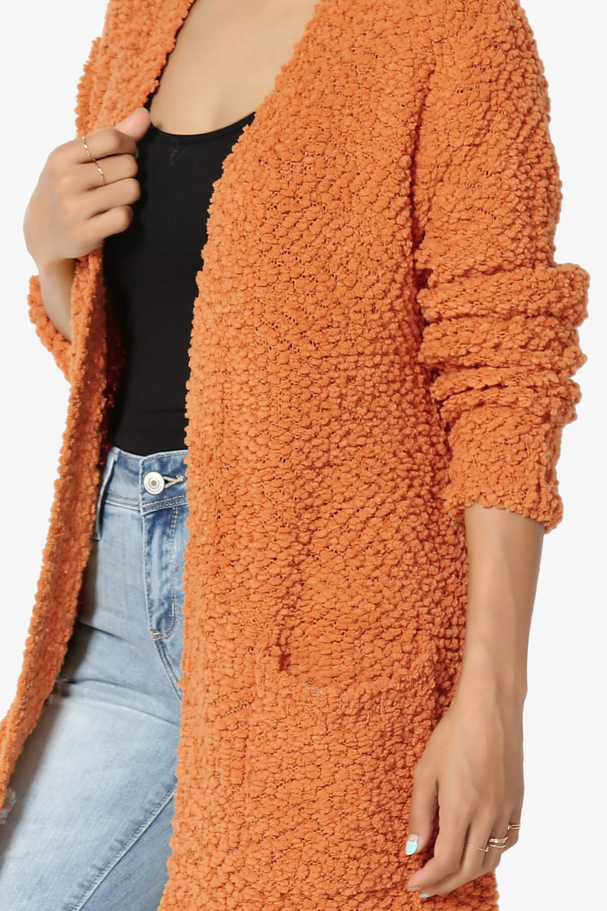 Barry Soft Popcorn Knit Sweater Cardigan PERSIMMON_5