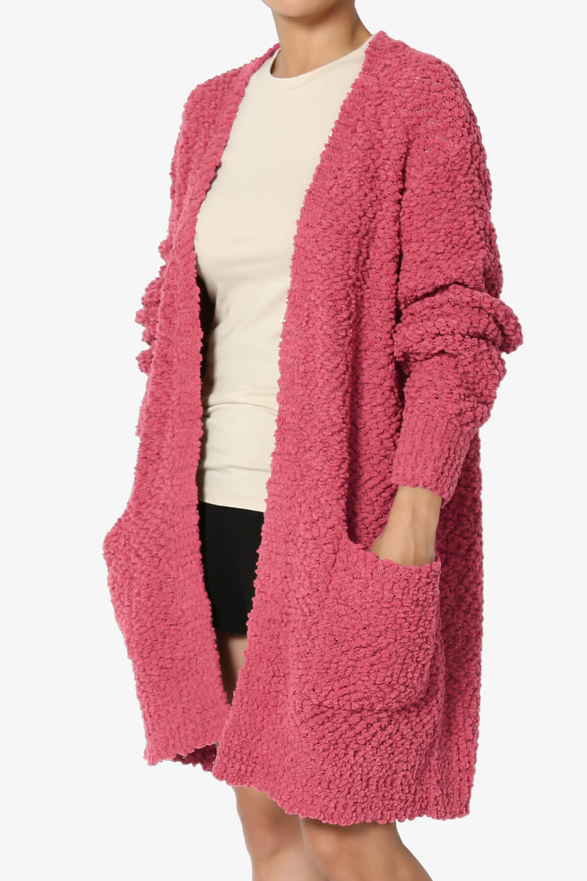 Barry Soft Popcorn Knit Sweater Cardigan ROSE_3