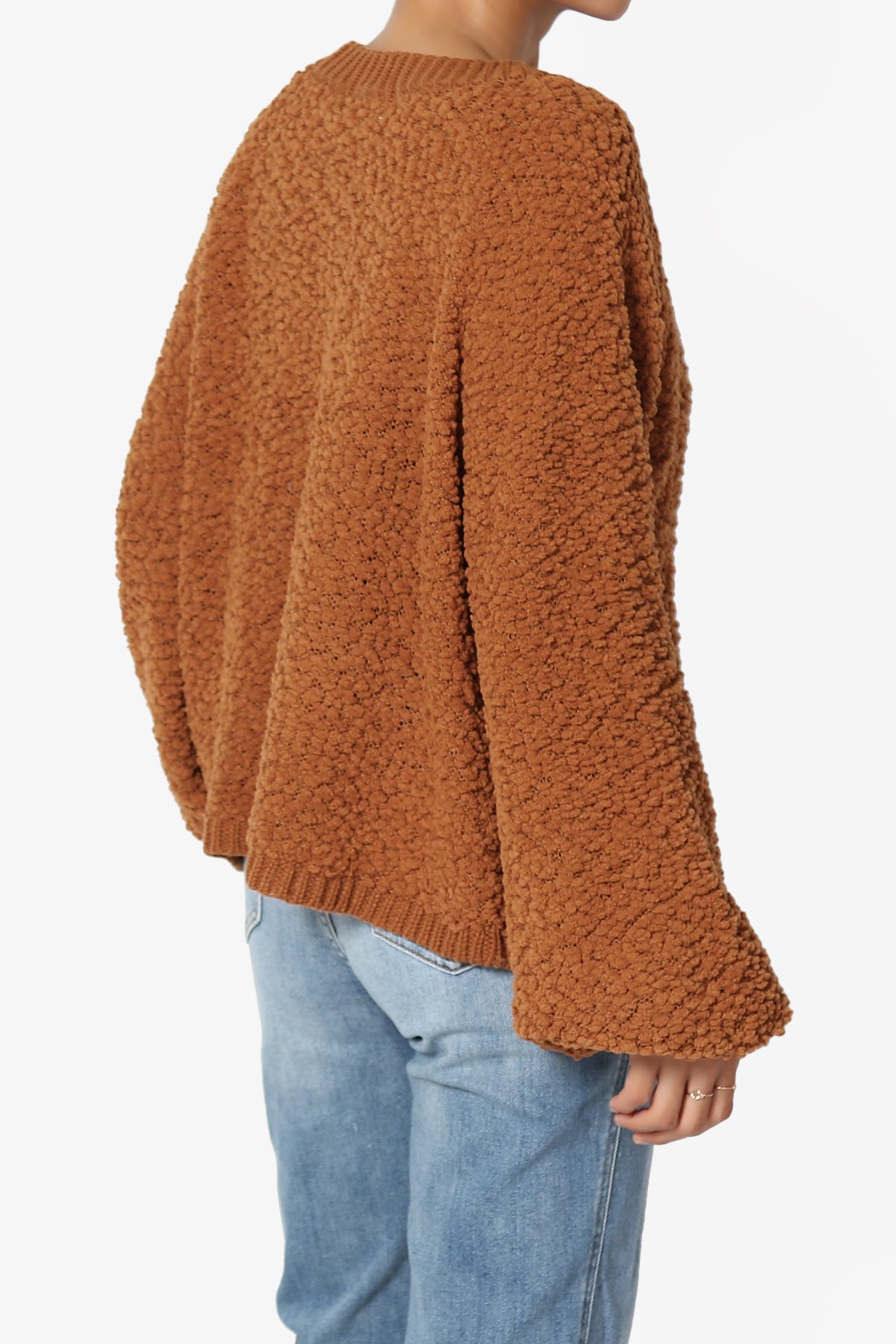 Barry Fuzzy Knit Button Boxy Crop Cardigan ALMOND_4