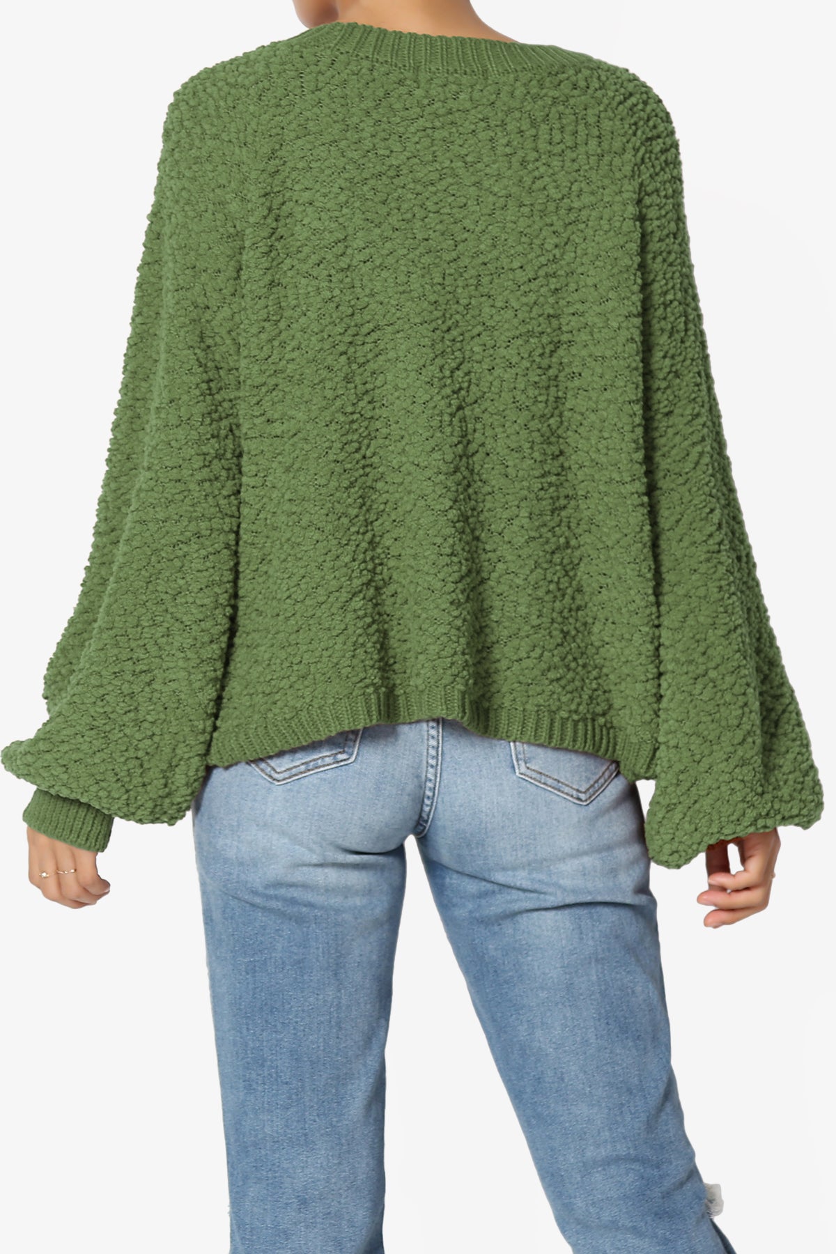 Barry Fuzzy Knit Button Boxy Crop Cardigan ASH OLIVE_2