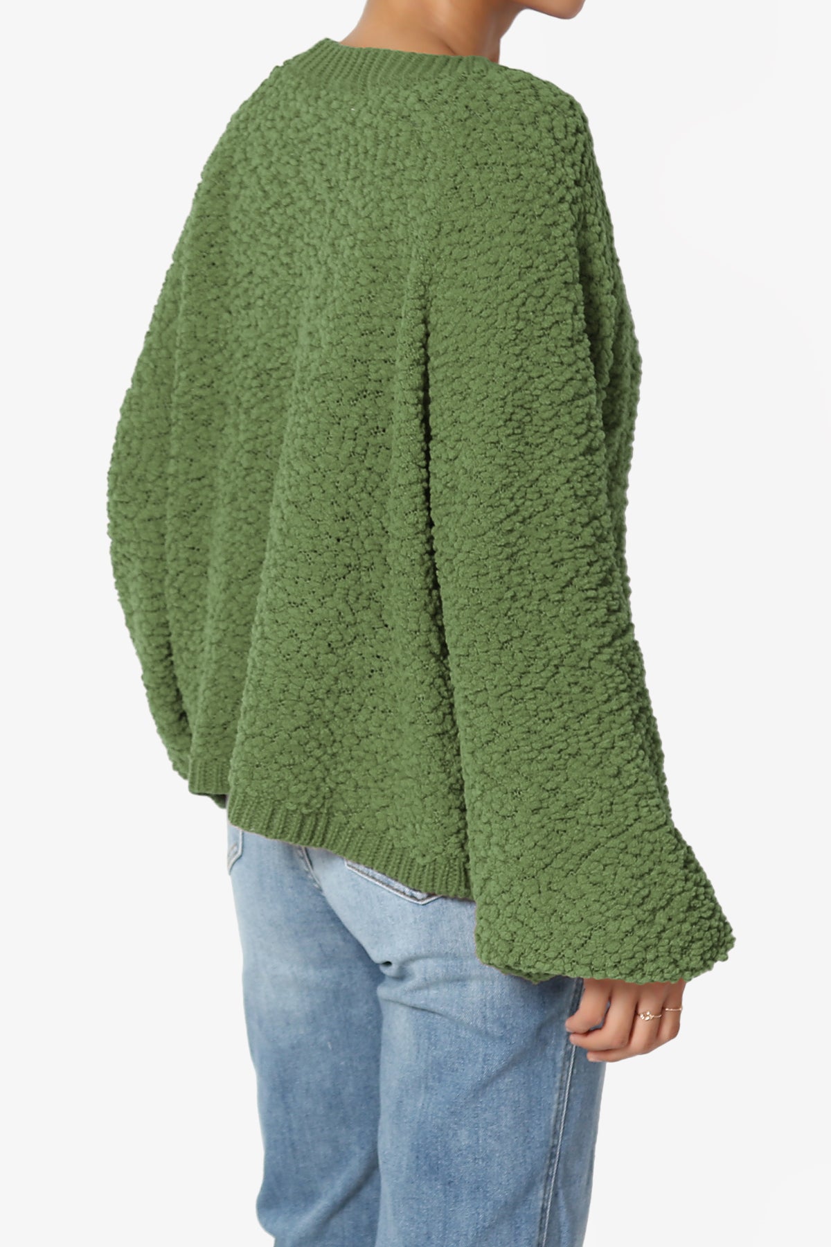 Barry Fuzzy Knit Button Boxy Crop Cardigan ASH OLIVE_4