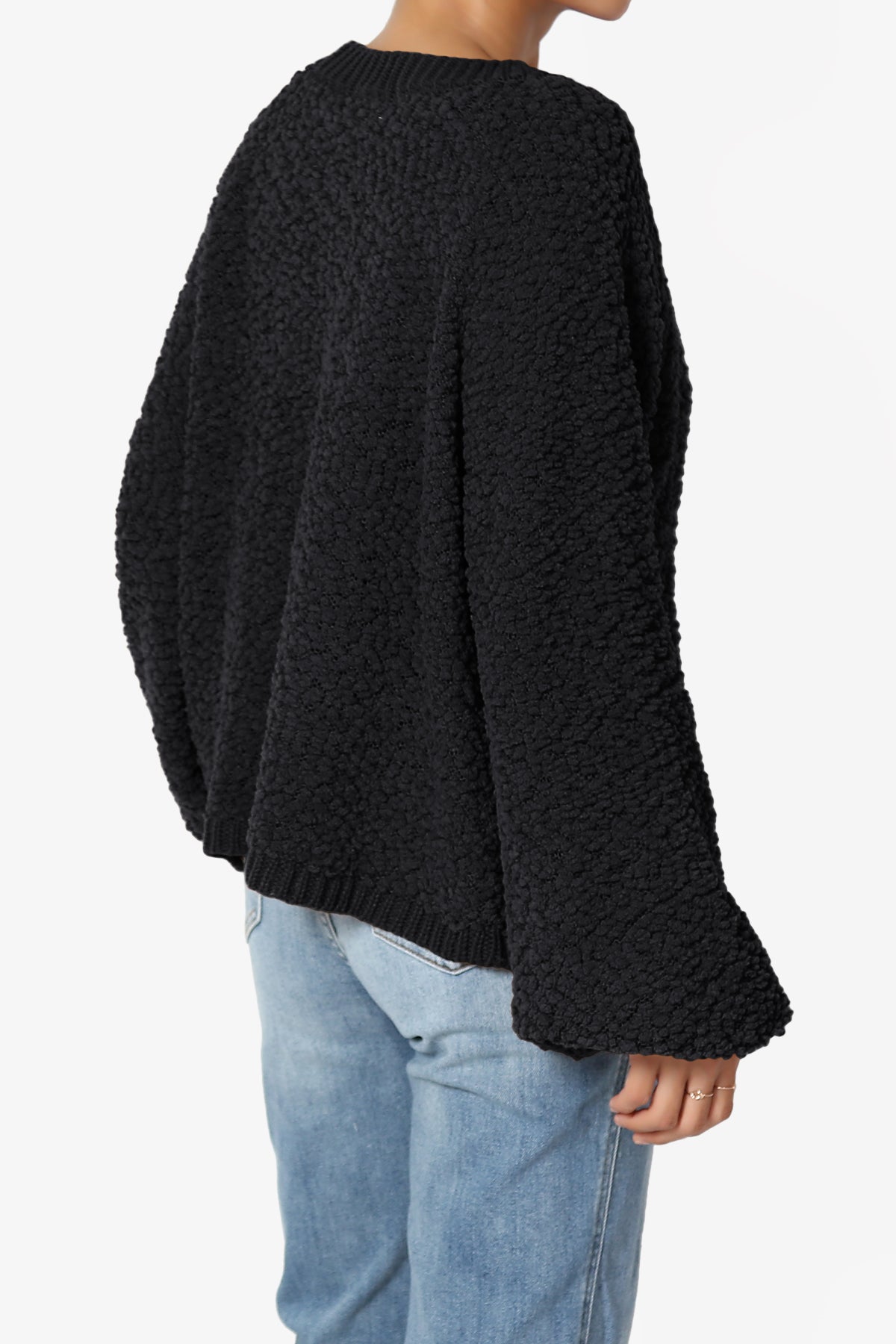 Barry Fuzzy Knit Button Boxy Crop Cardigan BLACK_4