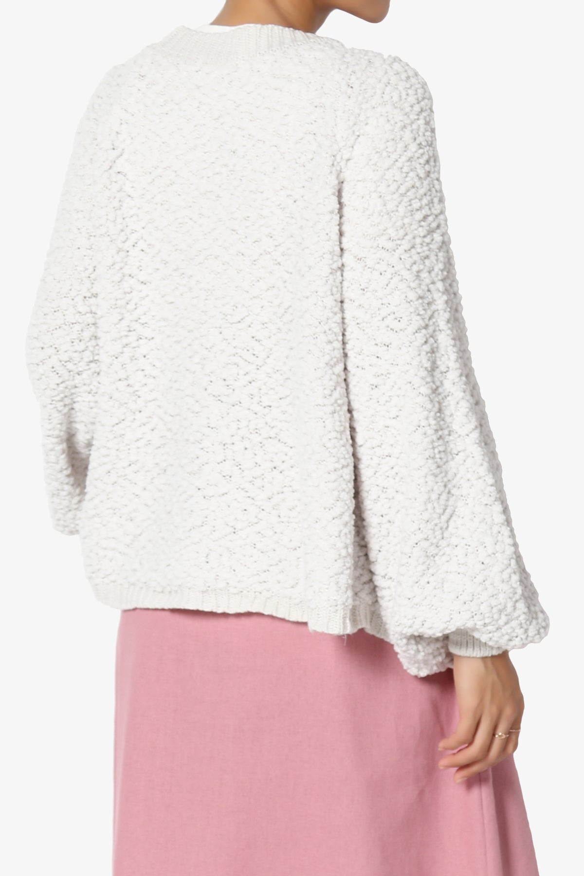 Barry Fuzzy Knit Button Boxy Crop Cardigan BONE_4