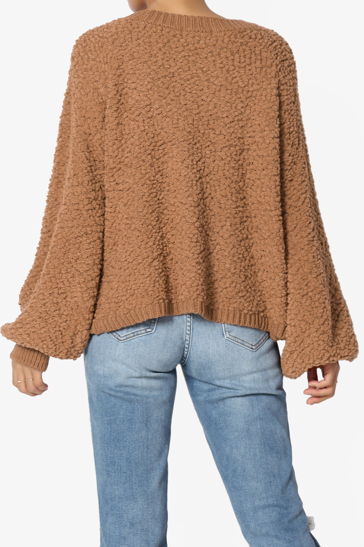 Barry Fuzzy Knit Button Boxy Crop Cardigan DEEP CAMEL_2
