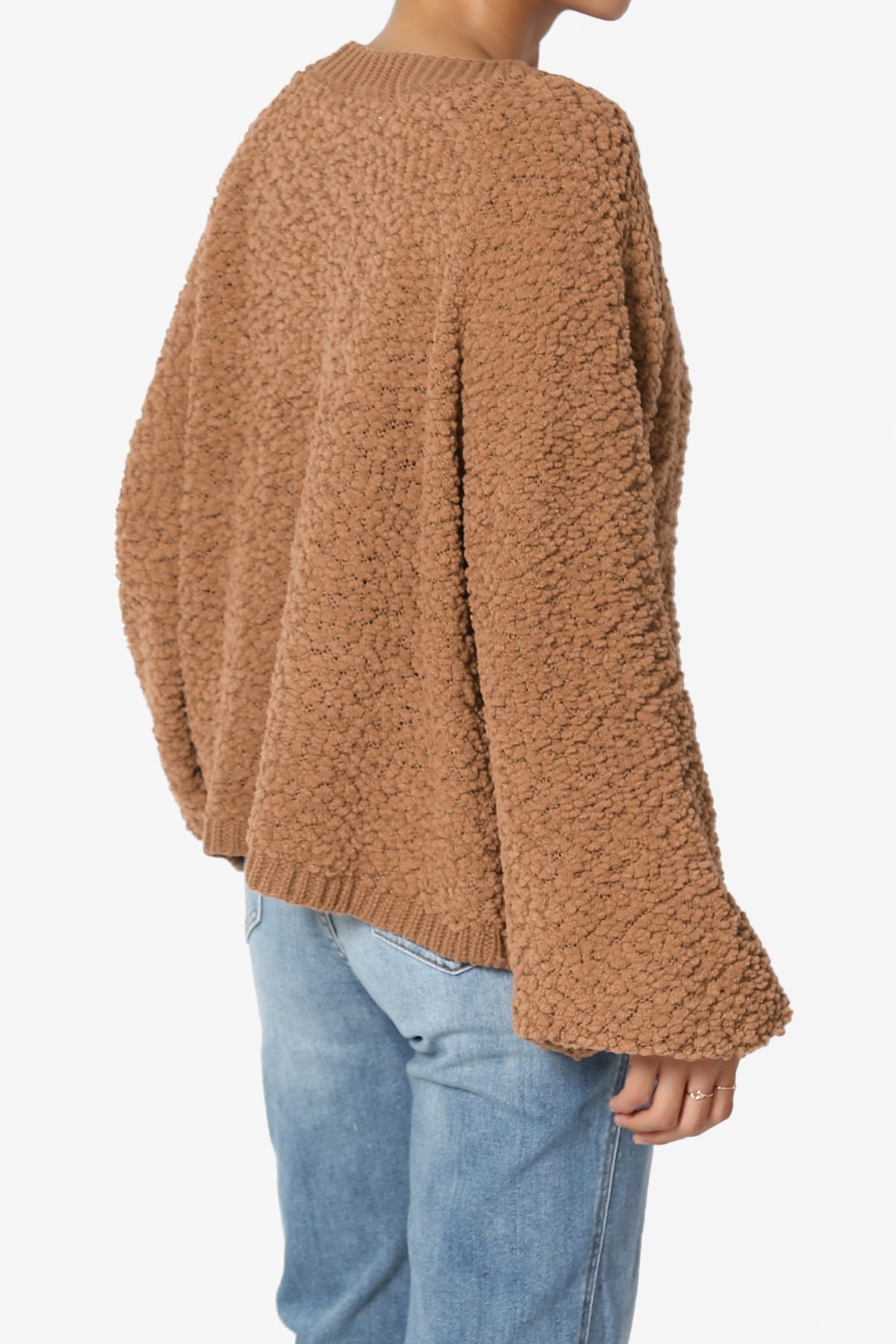 Barry Fuzzy Knit Button Boxy Crop Cardigan DEEP CAMEL_4