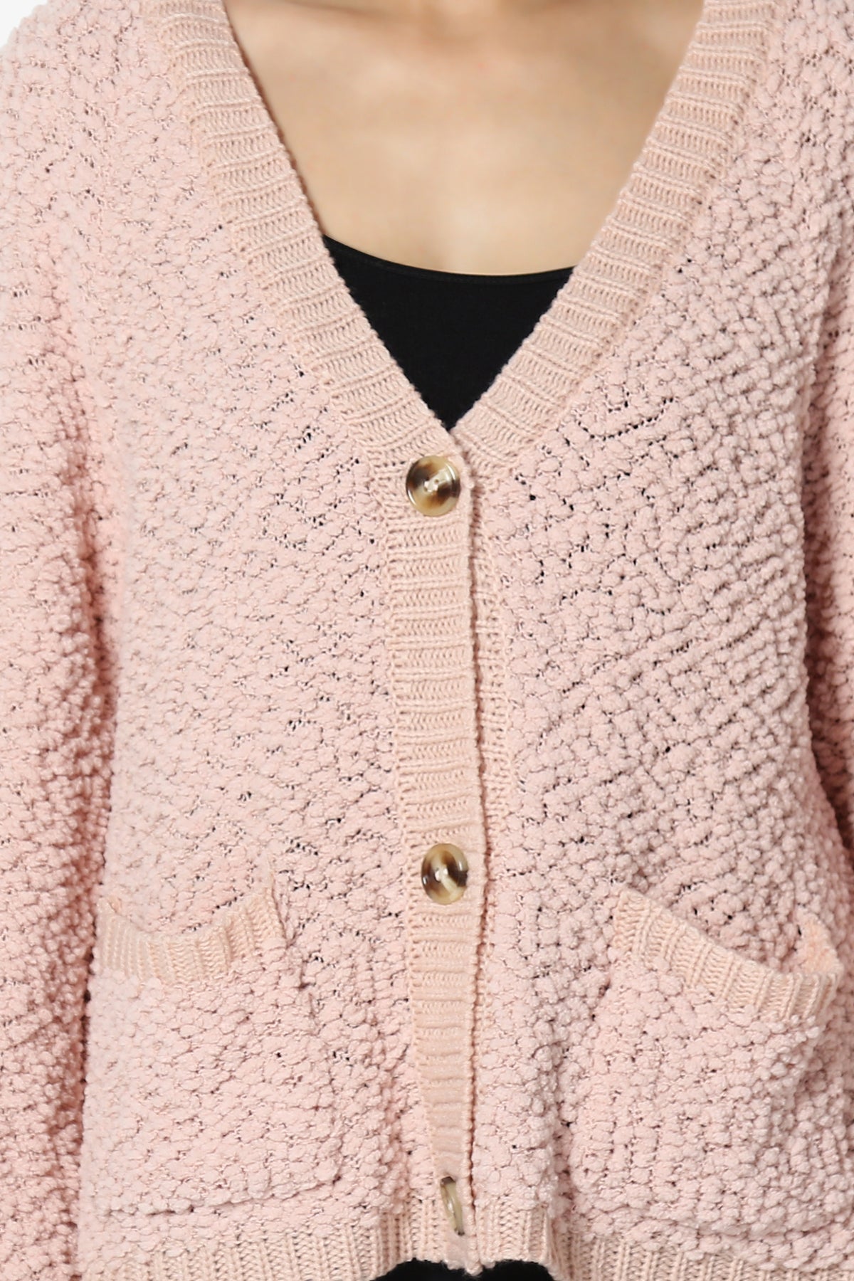 Barry Fuzzy Knit Button Boxy Crop Cardigan DUSTY BLUSH_5