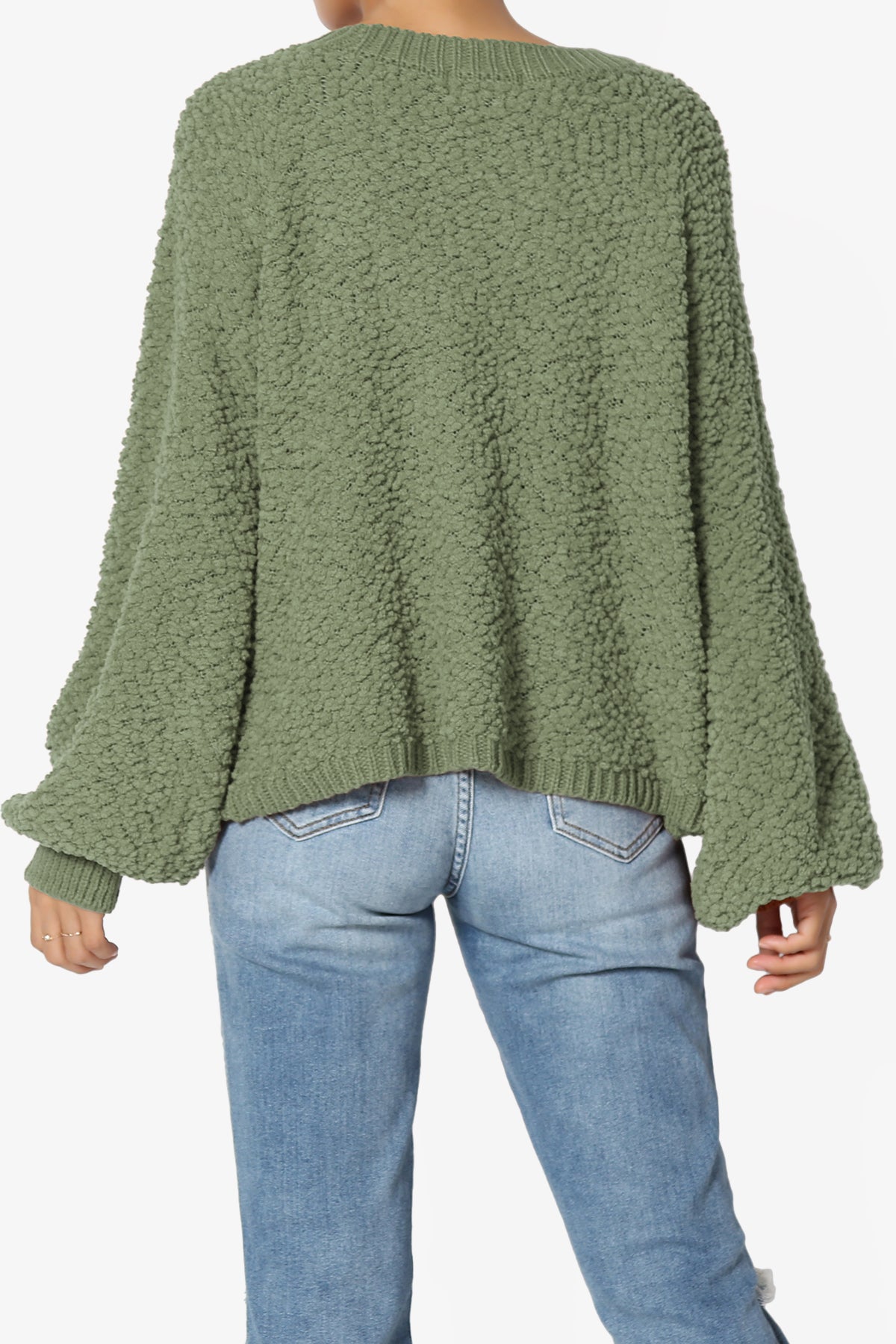 Barry Fuzzy Knit Button Boxy Crop Cardigan DUSTY OLIVE_2
