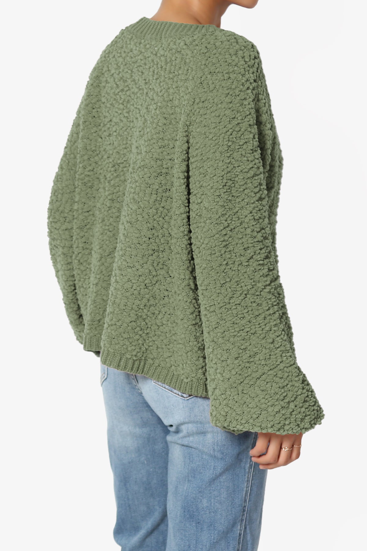 Barry Fuzzy Knit Button Boxy Crop Cardigan DUSTY OLIVE_4