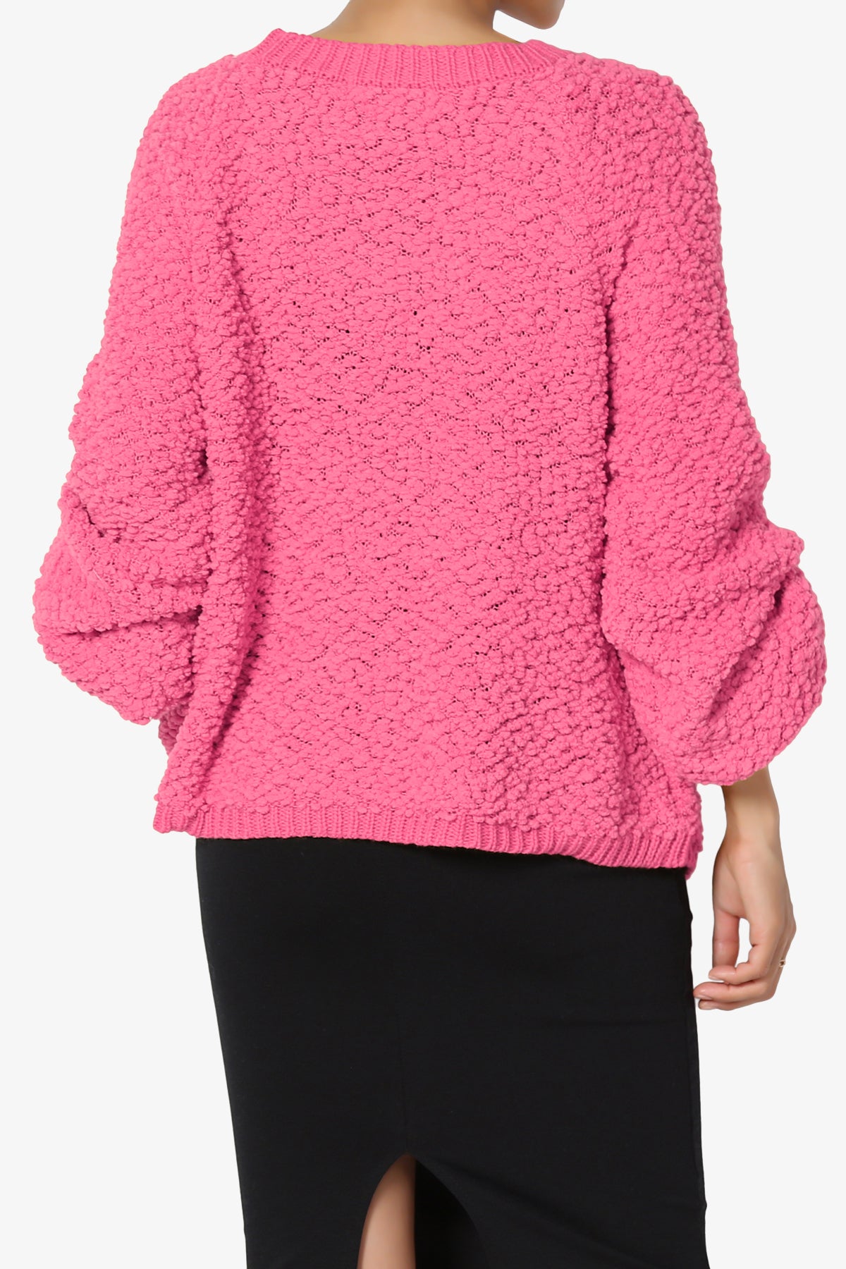 Barry Fuzzy Knit Button Boxy Crop Cardigan FUCHSIA_2