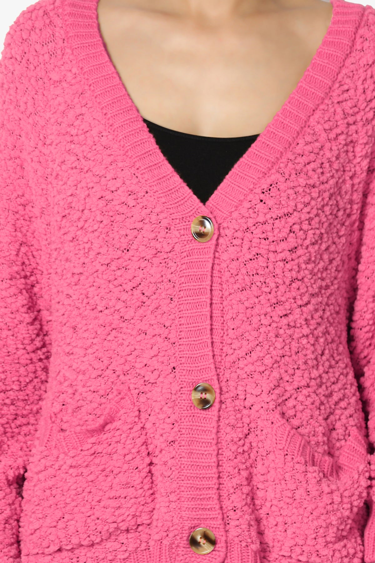 Barry Fuzzy Knit Button Boxy Crop Cardigan FUCHSIA_5