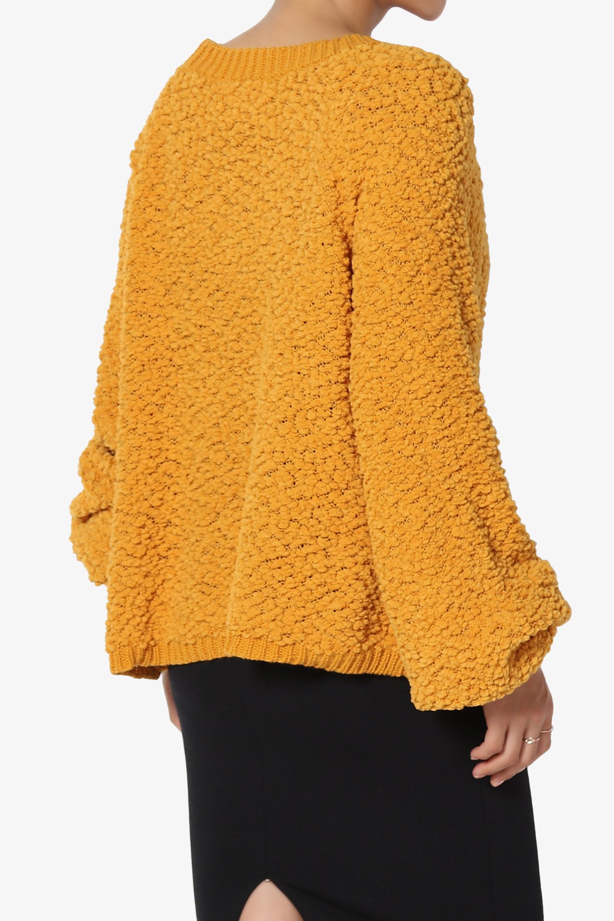 Barry Fuzzy Knit Button Boxy Crop Cardigan GOLDEN MUSTARD_4