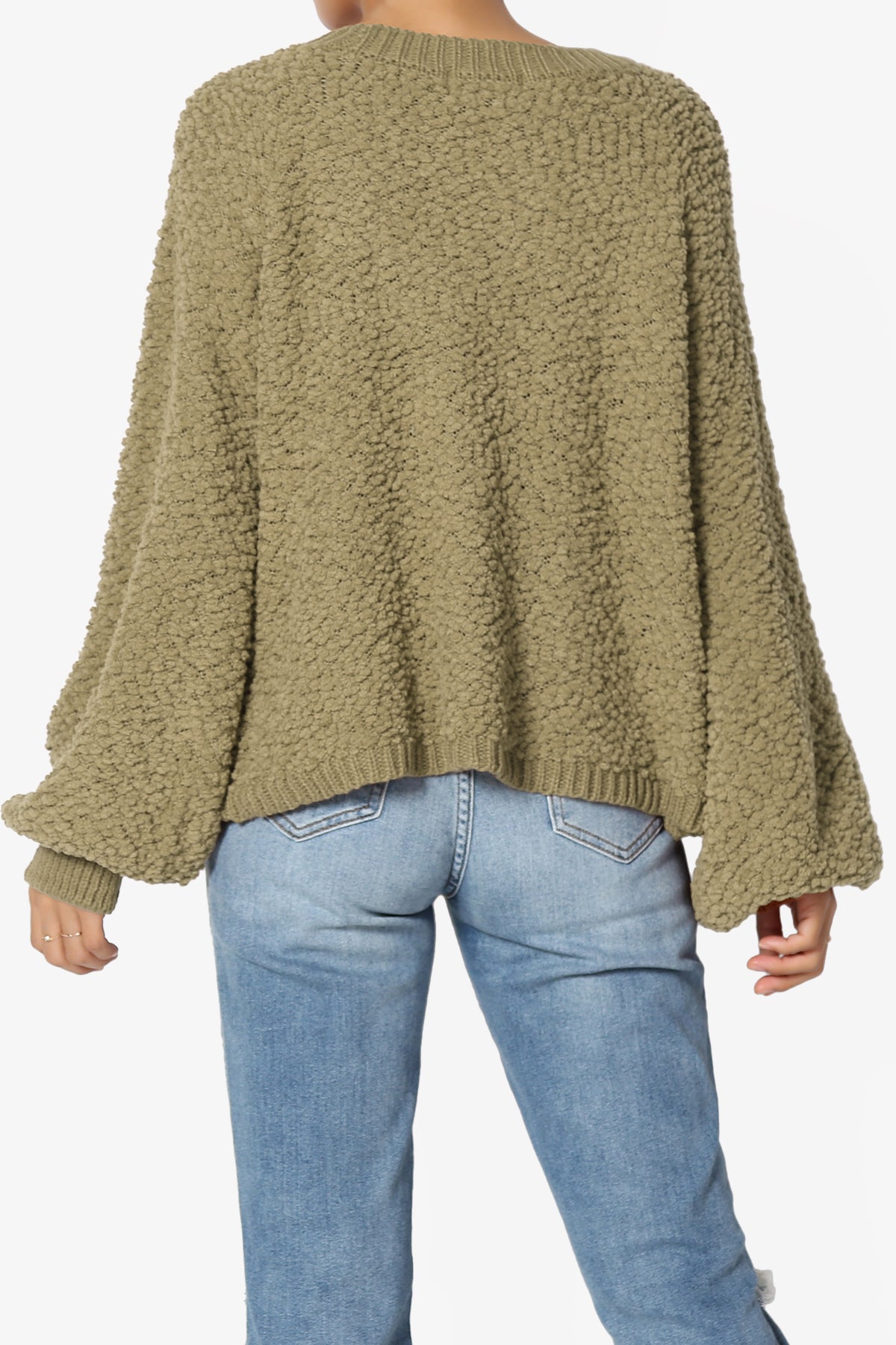 Barry Fuzzy Knit Button Boxy Crop Cardigan KHAKI GREEN_2