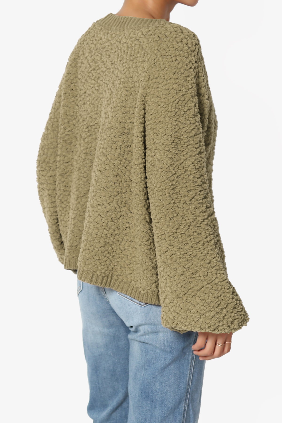 Barry Fuzzy Knit Button Boxy Crop Cardigan KHAKI GREEN_4