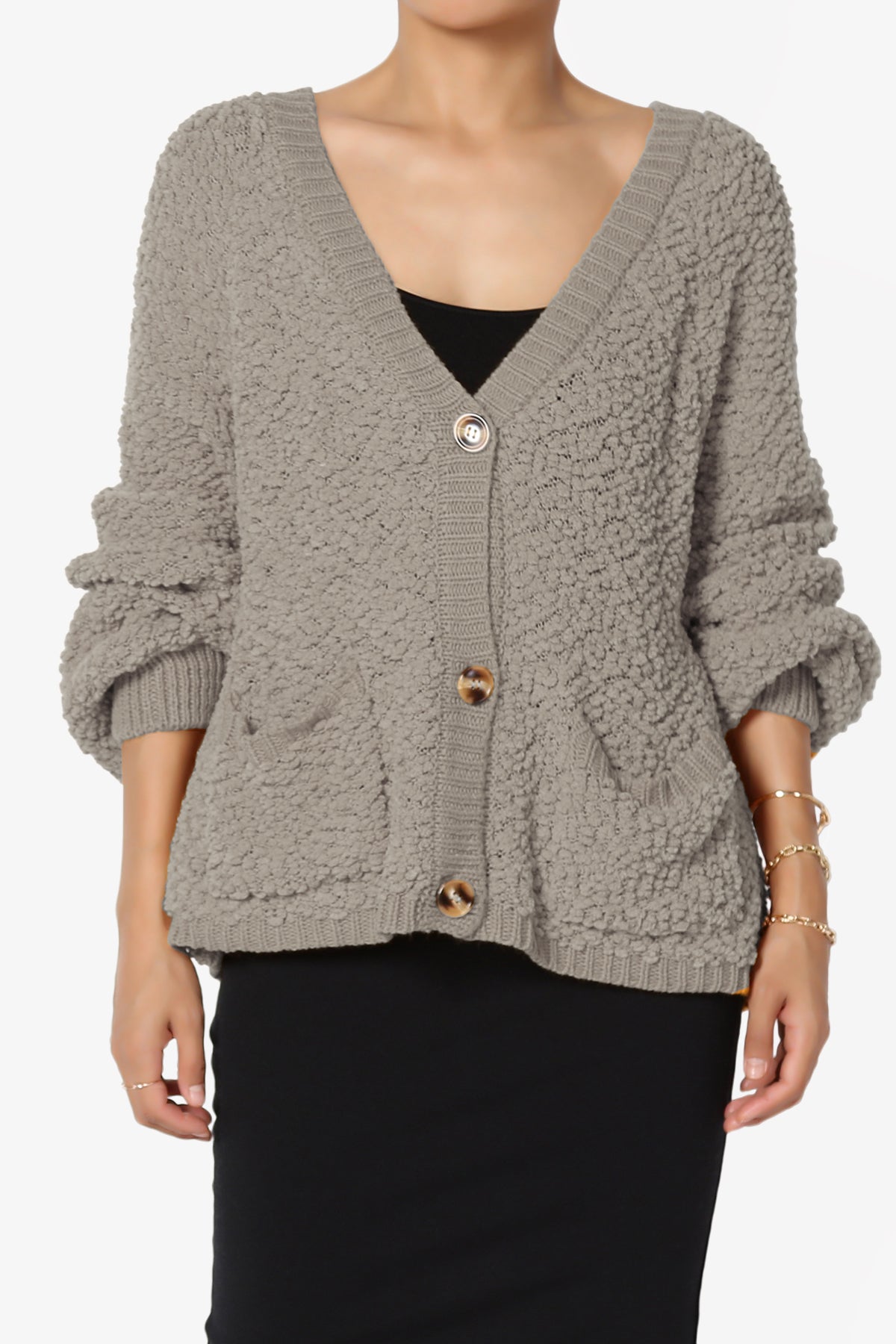 Barry Fuzzy Knit Button Boxy Crop Cardigan LIGHT MOCHA_1