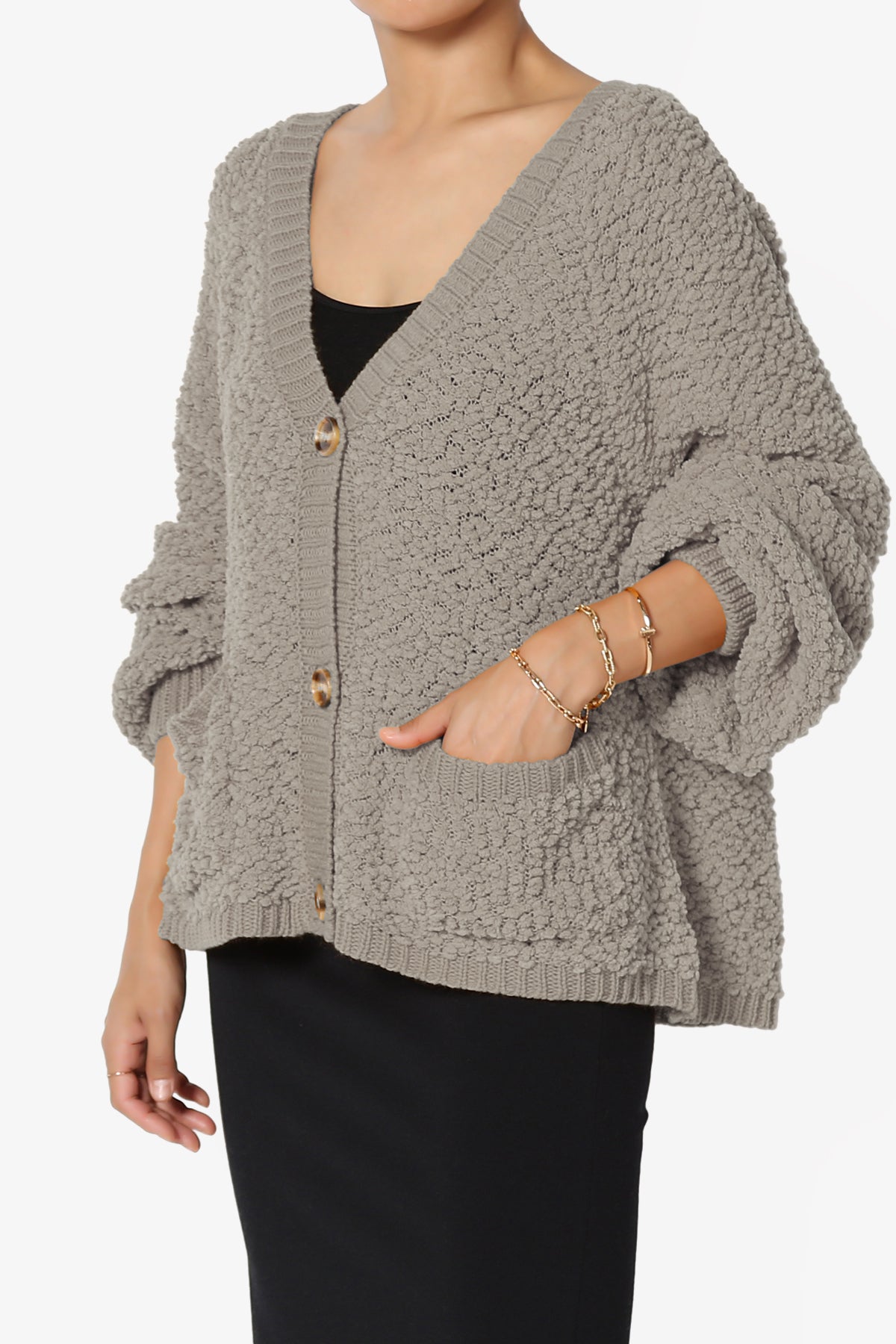 Barry Fuzzy Knit Button Boxy Crop Cardigan LIGHT MOCHA_3