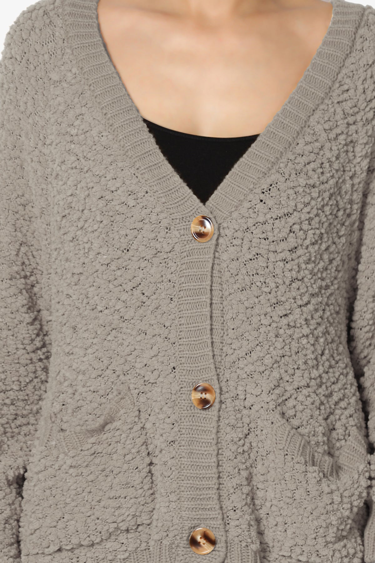 Barry Fuzzy Knit Button Boxy Crop Cardigan LIGHT MOCHA_5