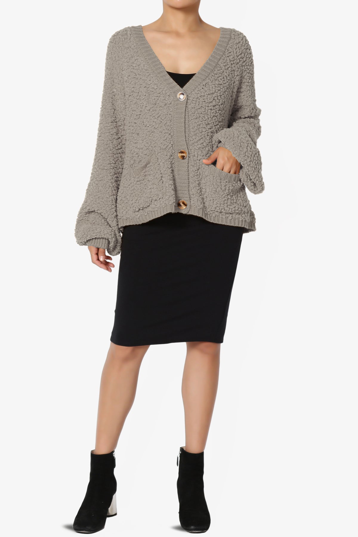 Barry Fuzzy Knit Button Boxy Crop Cardigan LIGHT MOCHA_6