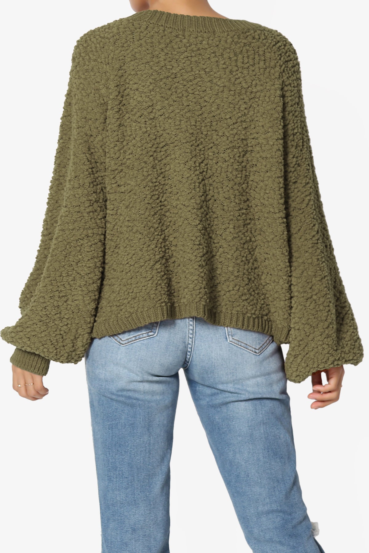 Barry Fuzzy Knit Button Boxy Crop Cardigan OLIVE KHAKI_2