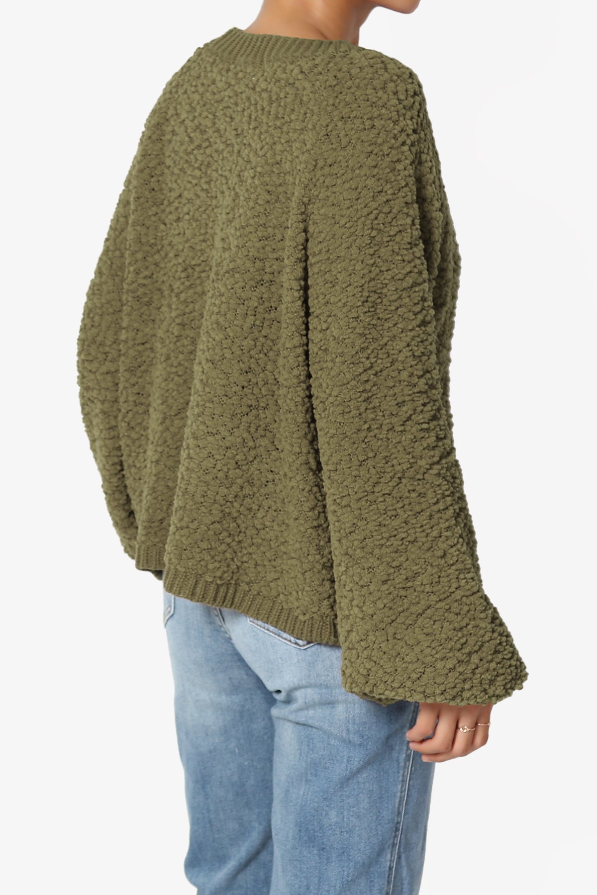 Barry Fuzzy Knit Button Boxy Crop Cardigan OLIVE KHAKI_4
