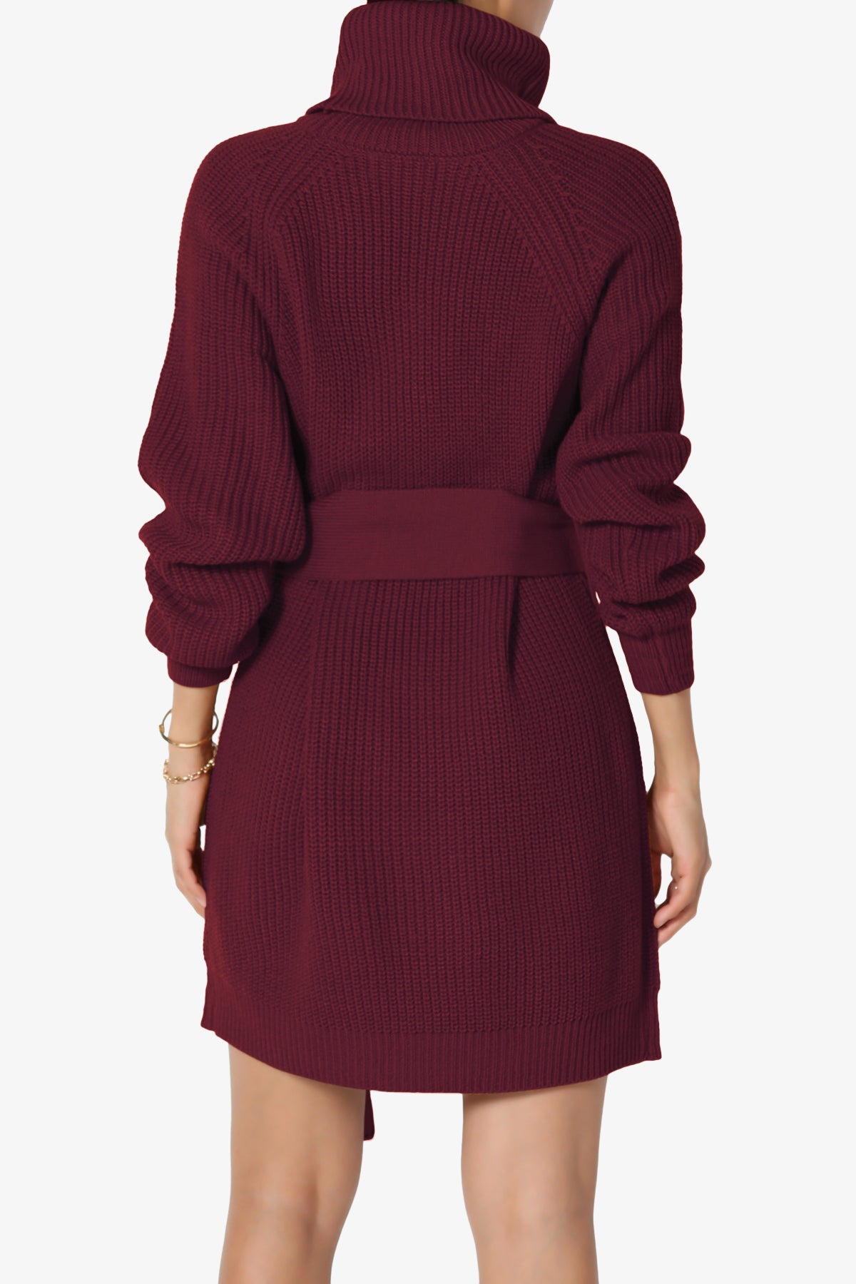Arkin Turtle Neck Pullover Sweater Mini Dress DARK BURGUNDY_2
